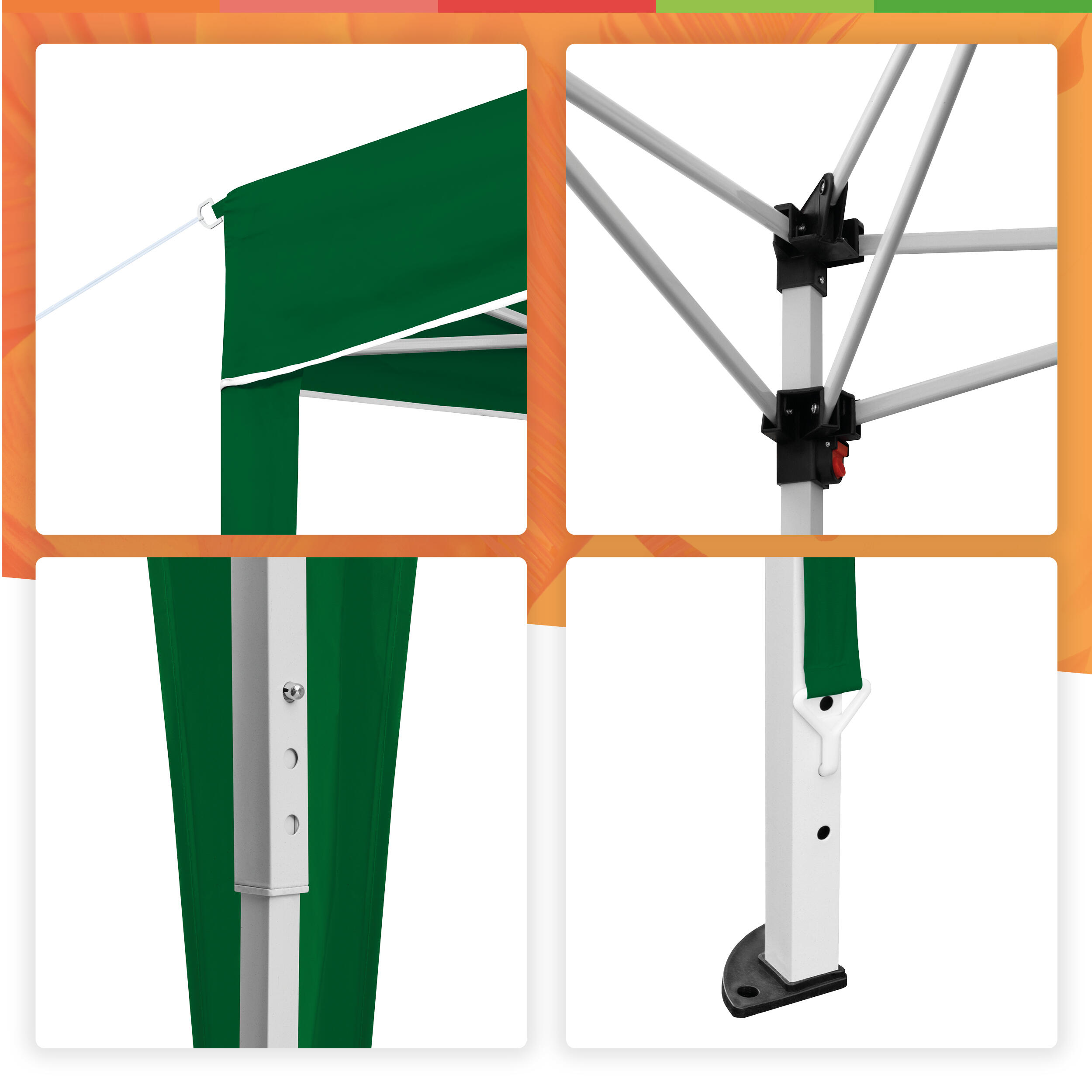 Opvouwbare tent 3x3 m Classic Groen - Waterdicht - Winden 5/7