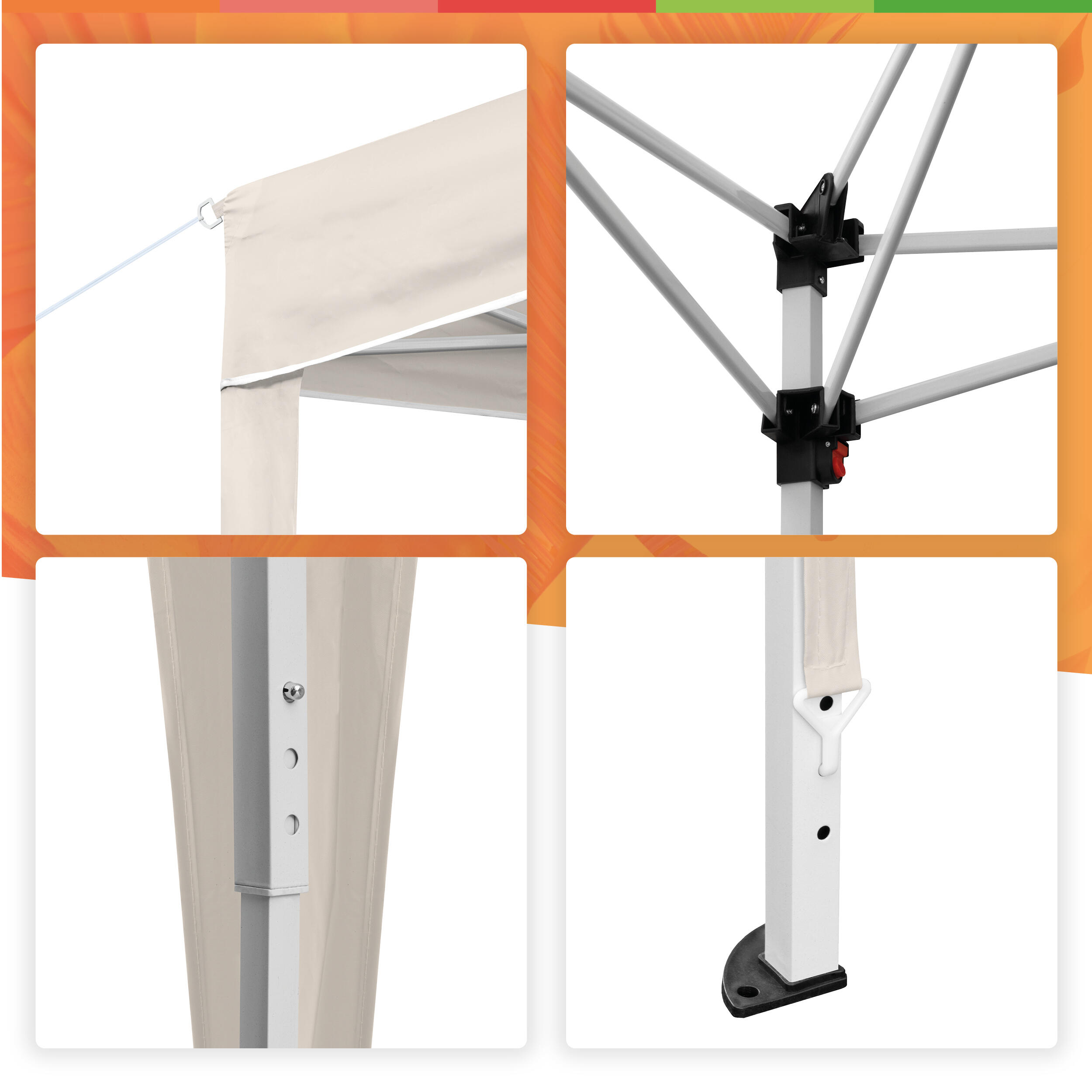 Carpa Plegable 3x3 m Classic Beige – Resistente al Agua - Vientos, Piquetas 6/7
