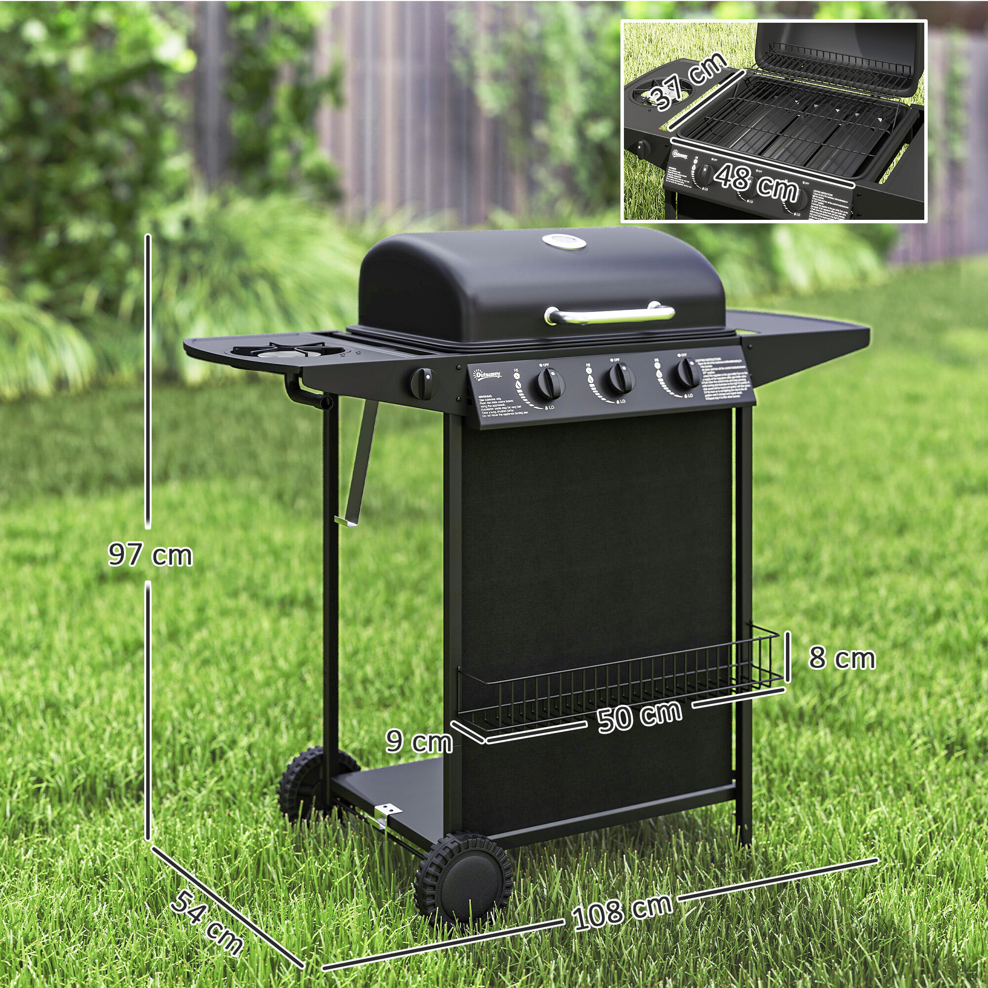 Barbecue a gás portátil preto 3/5
