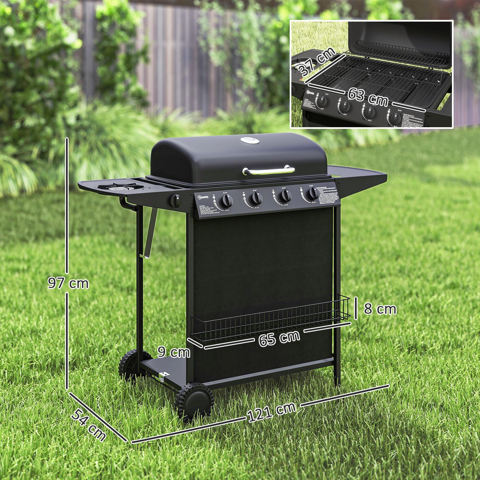 Barbecue a carvão 121x54x97 cm preto Outsunny 3/6