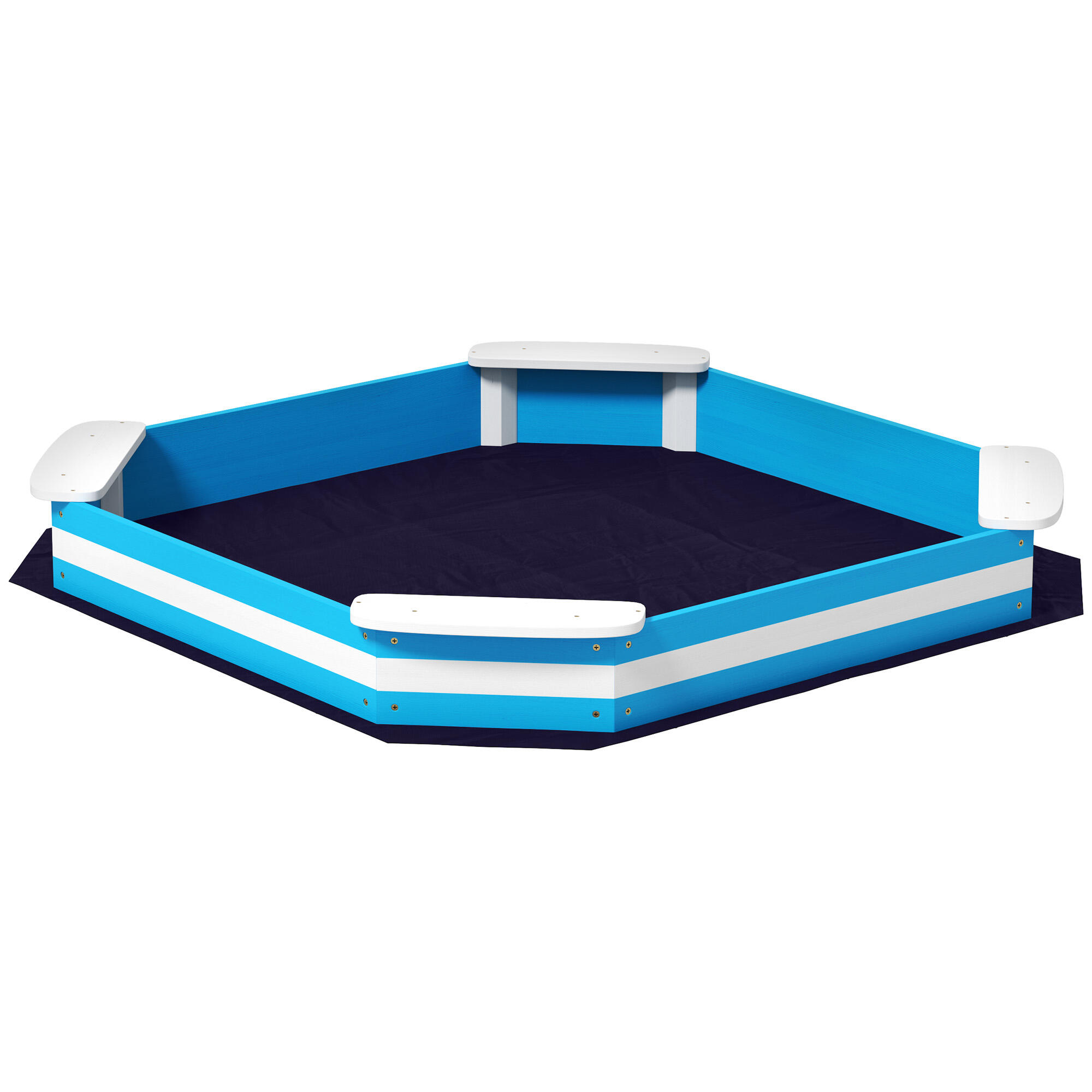 Caixa de areia para crianças 133x133x16 cm azul aiyaplay