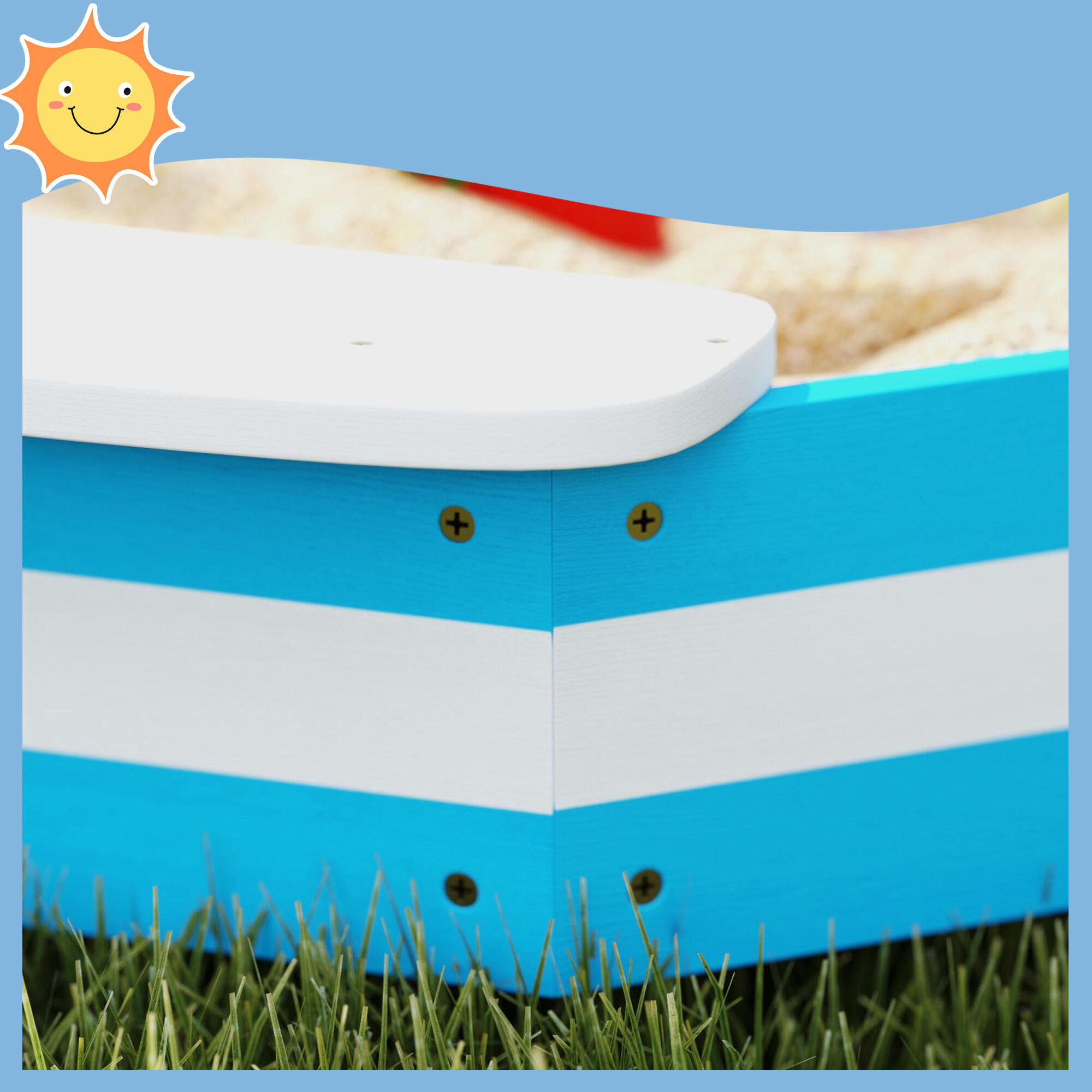 Caixa de areia para crianças 133x133x16 cm azul AIYAPLAY 4/6