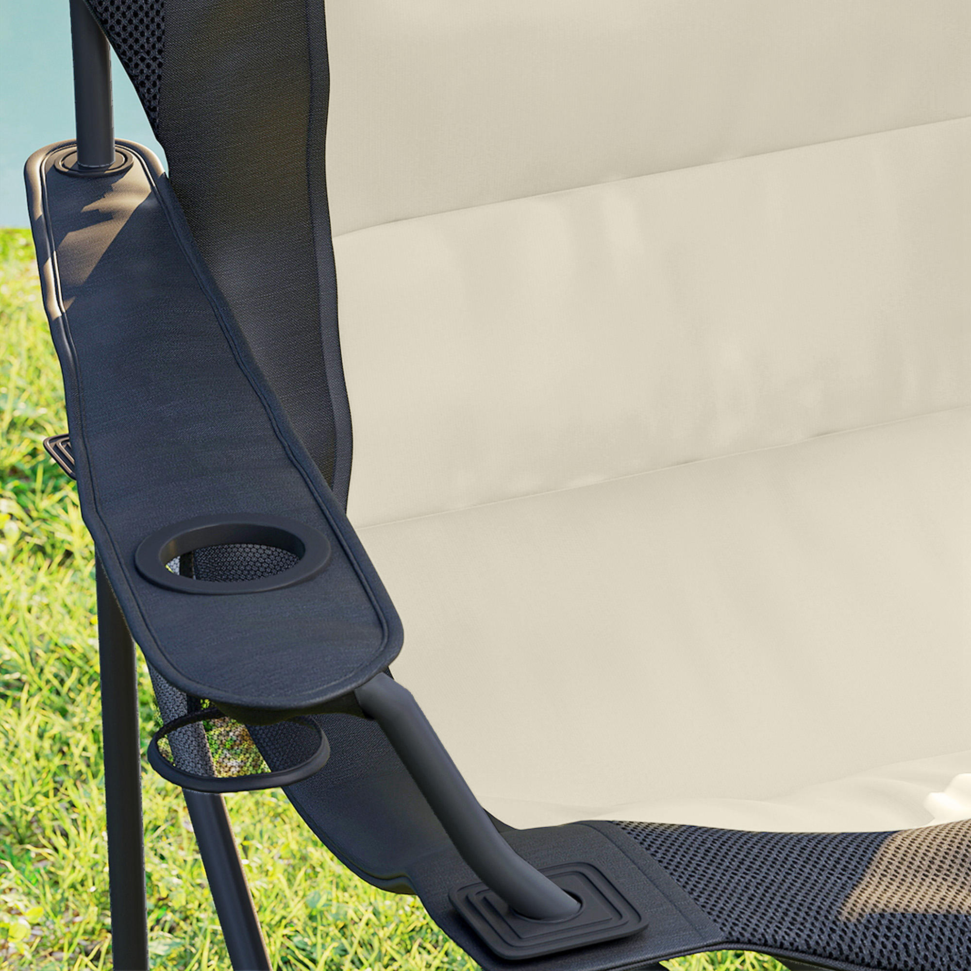 Sillas de Camping Outsunny 82x59x109 cm Crema y Negro 5/5
