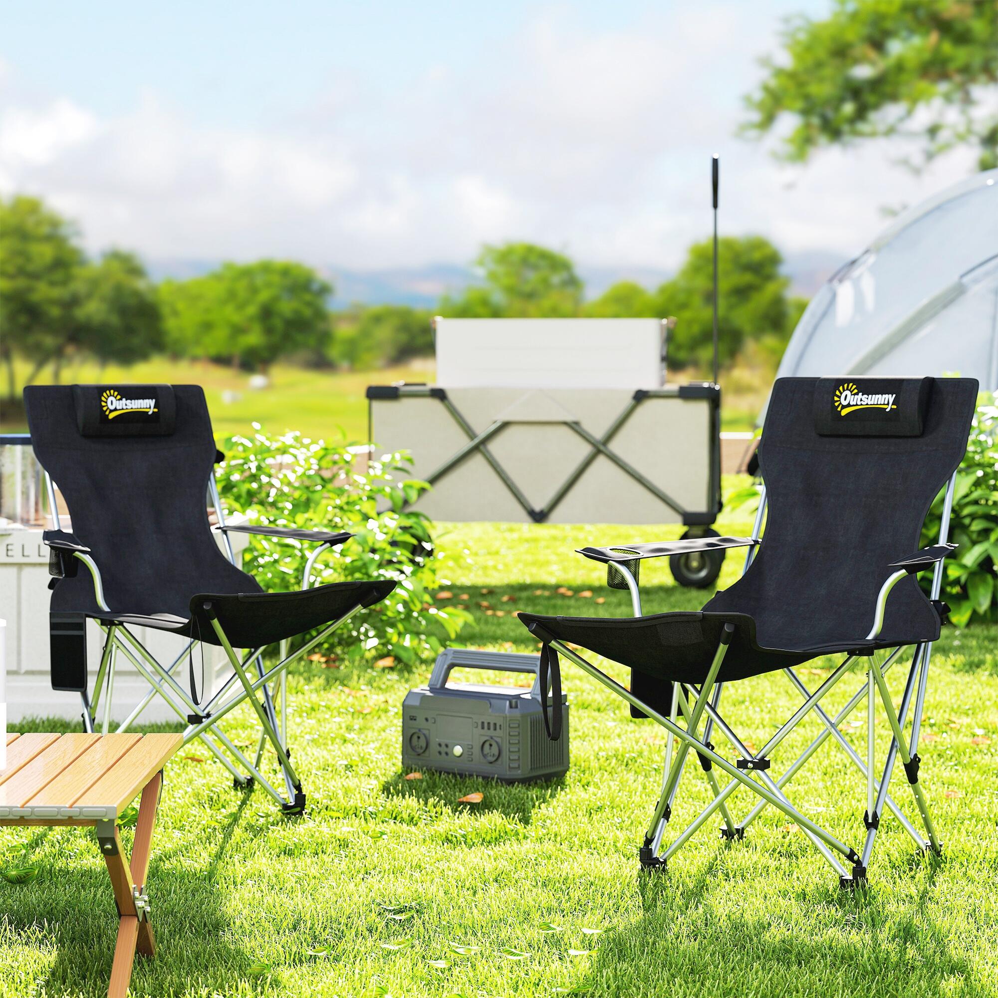 Conjunto de cadeiras de campismo 50-100x82x88 cm preto Outsunny 2/5