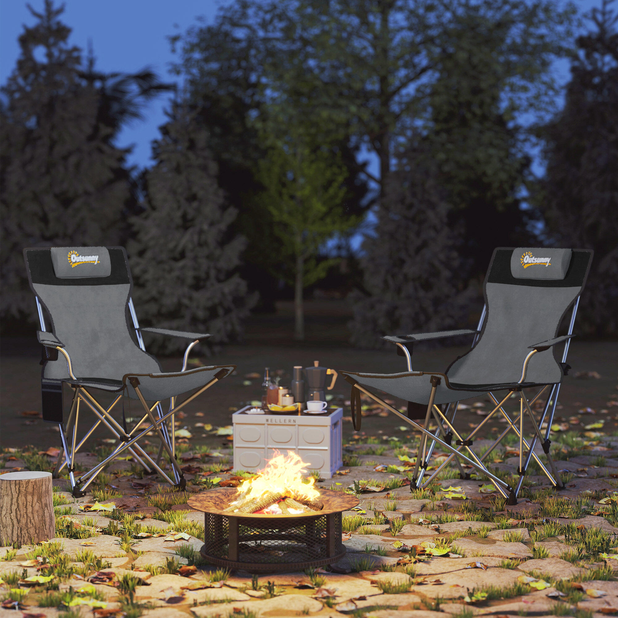 Tumbonas de Camping Outsunny 100x82x88 cm Gris y Negro 5/5