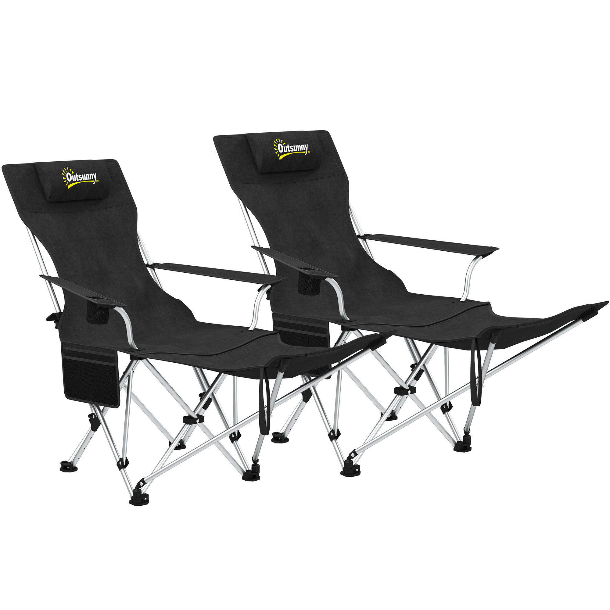 Conjunto de cadeiras de campismo 50-100x82x88 cm preto outsunny