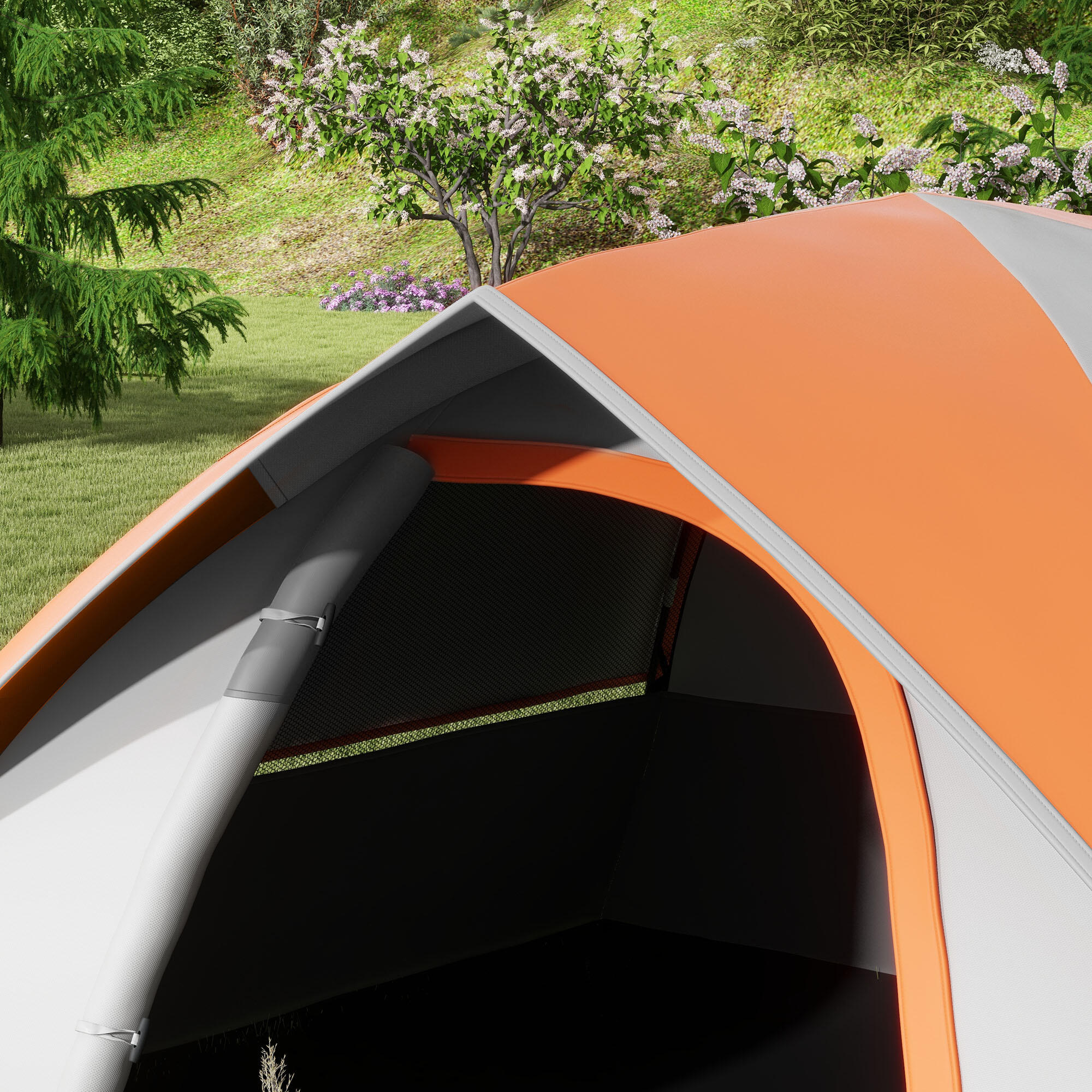 Tienda de Campaña Outsunny 210x150x110 cm Gris y Naranja 4/5