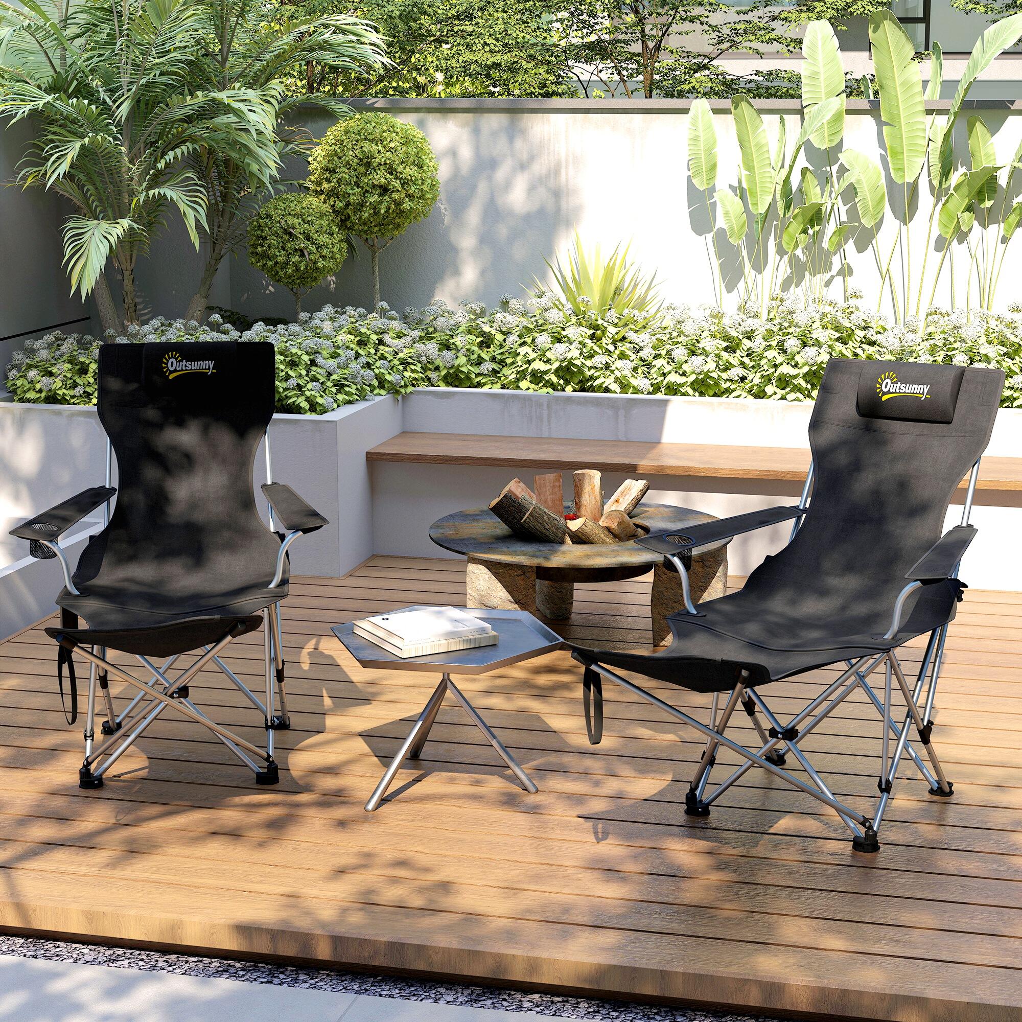 Conjunto de cadeiras de campismo 50-100x82x88 cm preto Outsunny 4/5