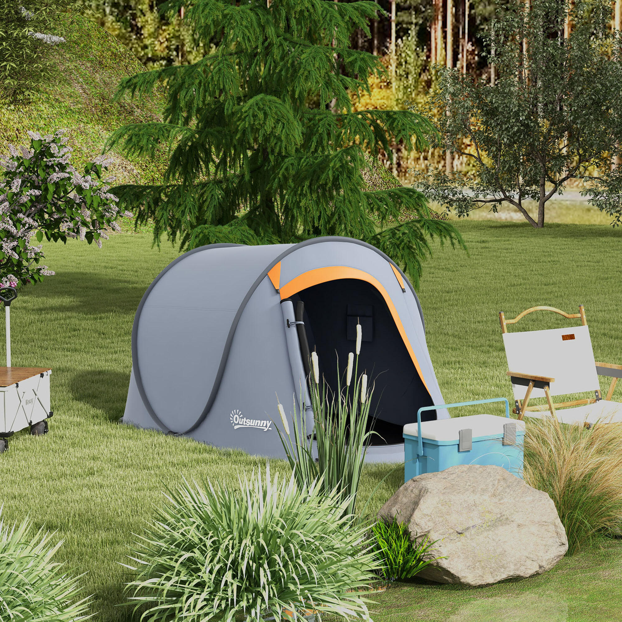 Tienda de Campaña Outsunny 245x148x105 cm Gris 2/5