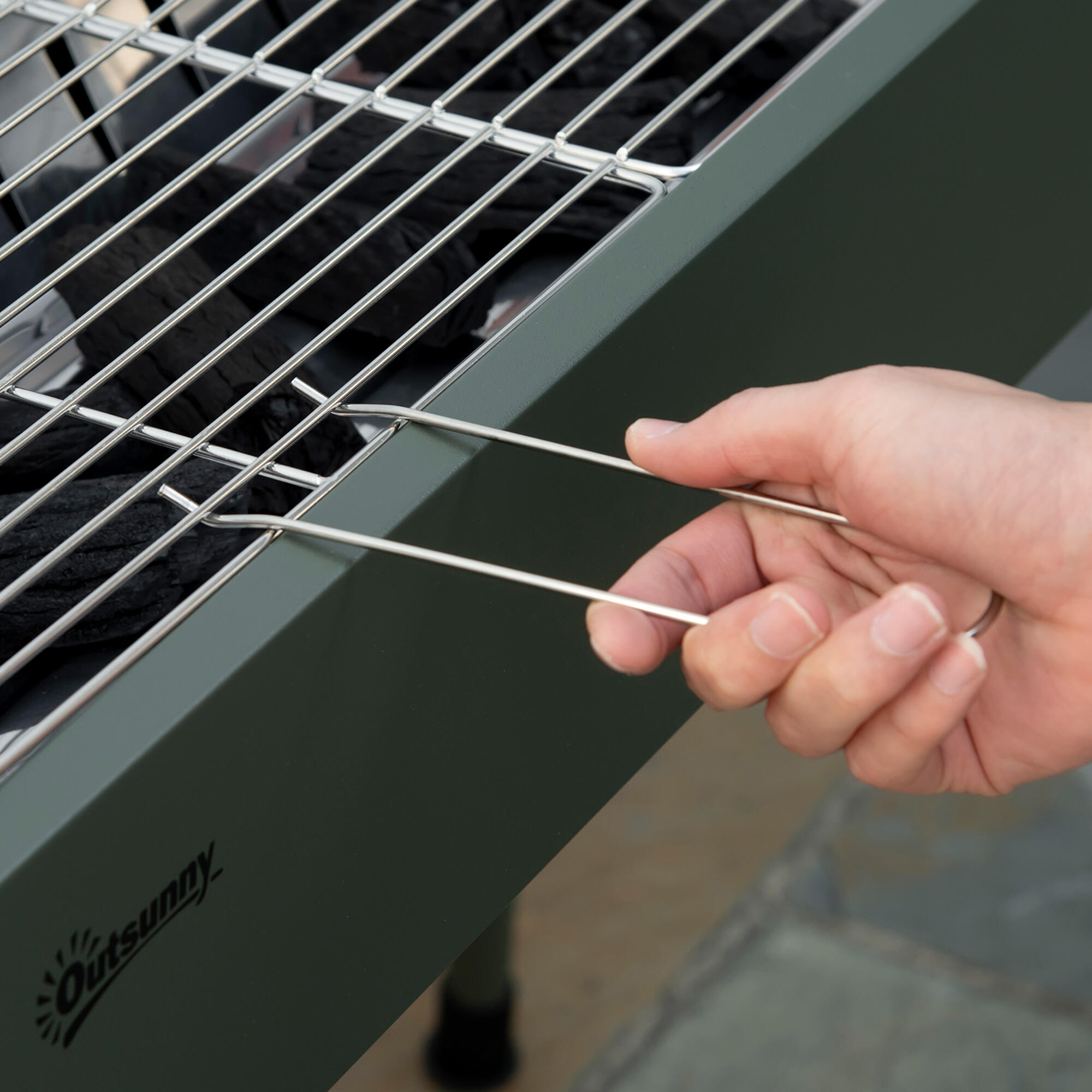 Barbecue a Carvão com 2 Grelhas de Aço Inoxidável  verde 5/5