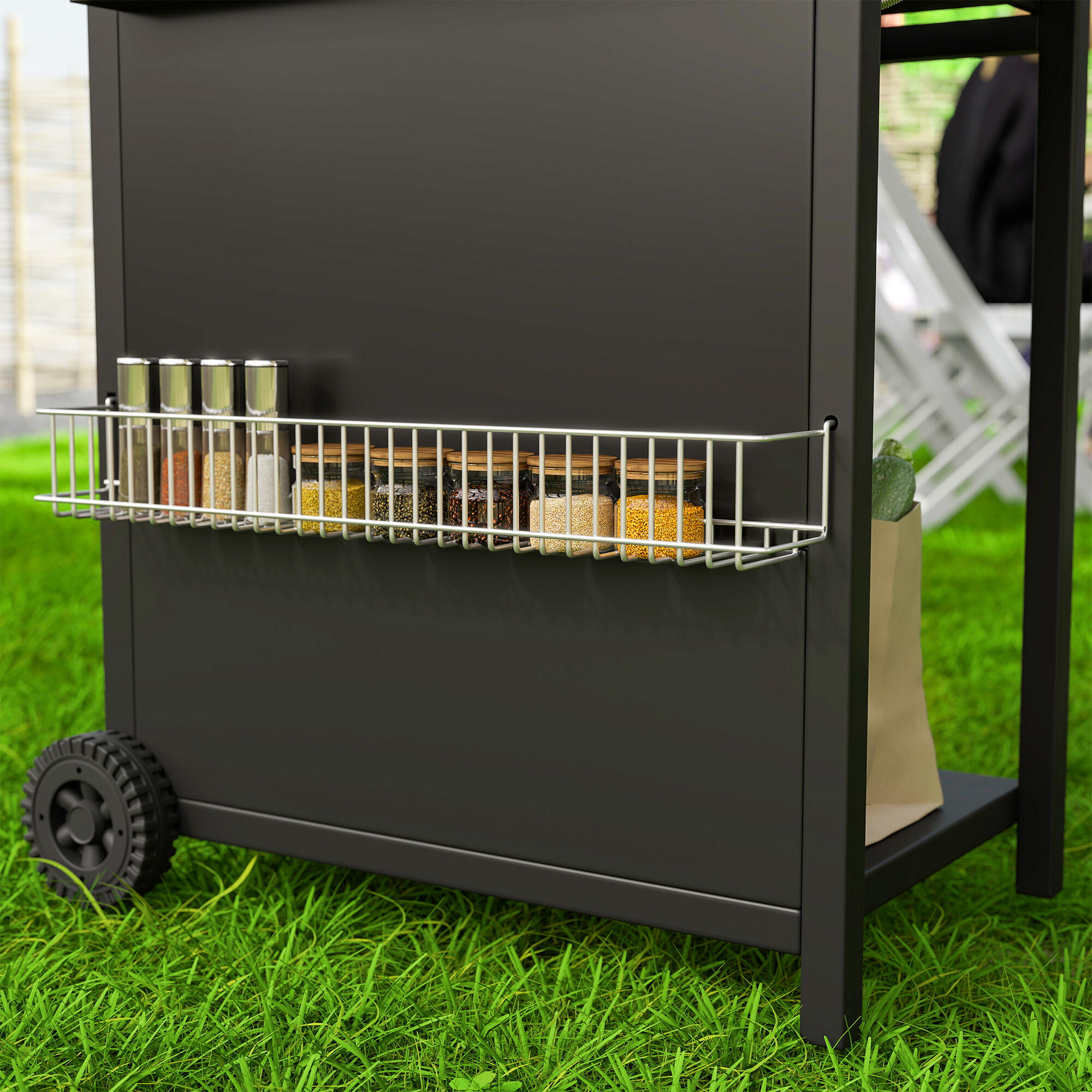Barbecue a gás 123x57x98 cm preto Outsunny 5/5