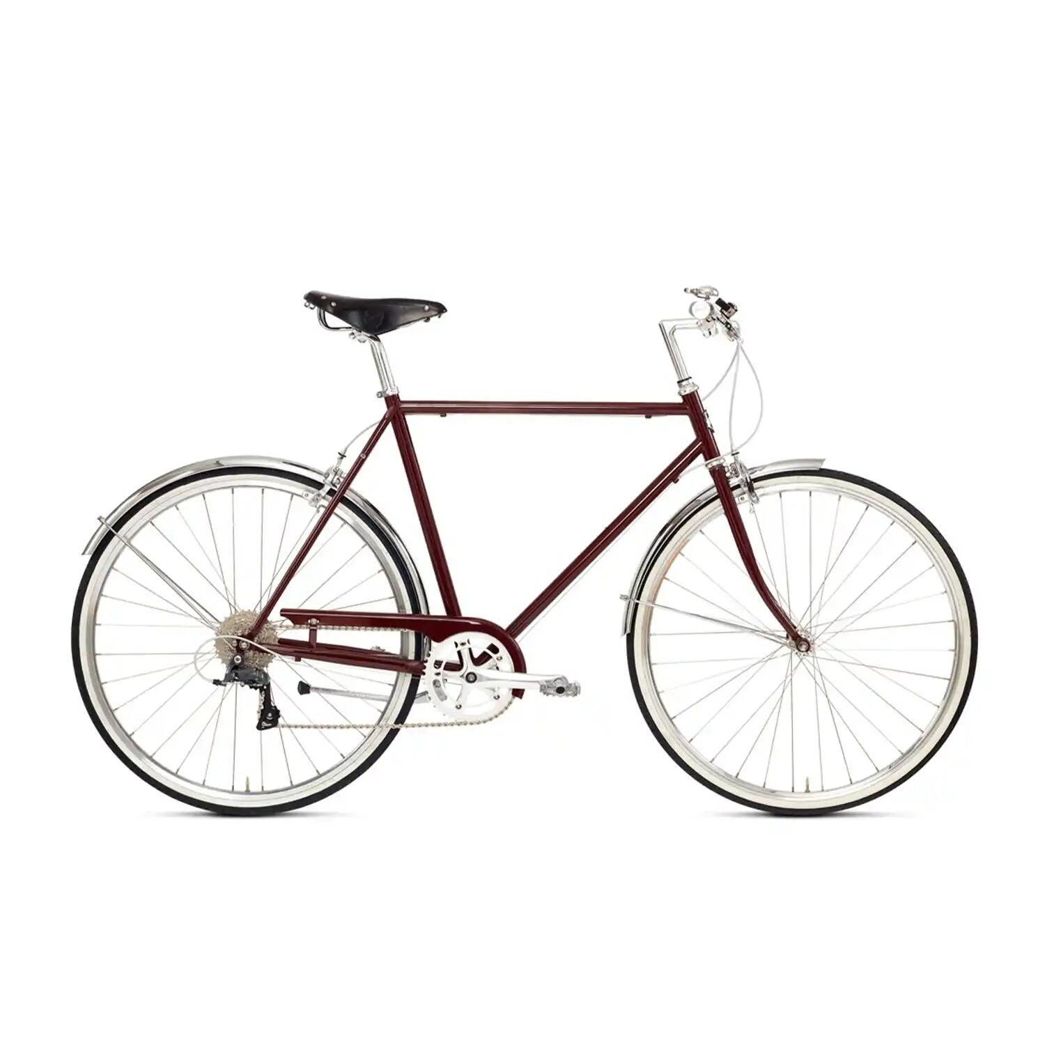 SIECH City Bike 8-Speed Men Classic Dark Red Frame Leather