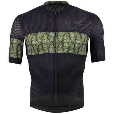 Alpe d'huez fietsshirt korte mouwen zwart/groen heren