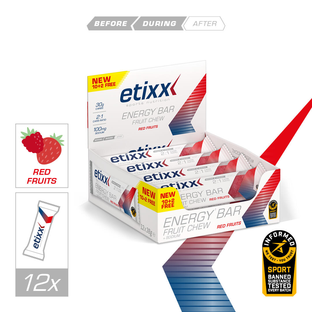 Etixx Energy Bar Fruit Chew Red Fruits 12x38g 2/5