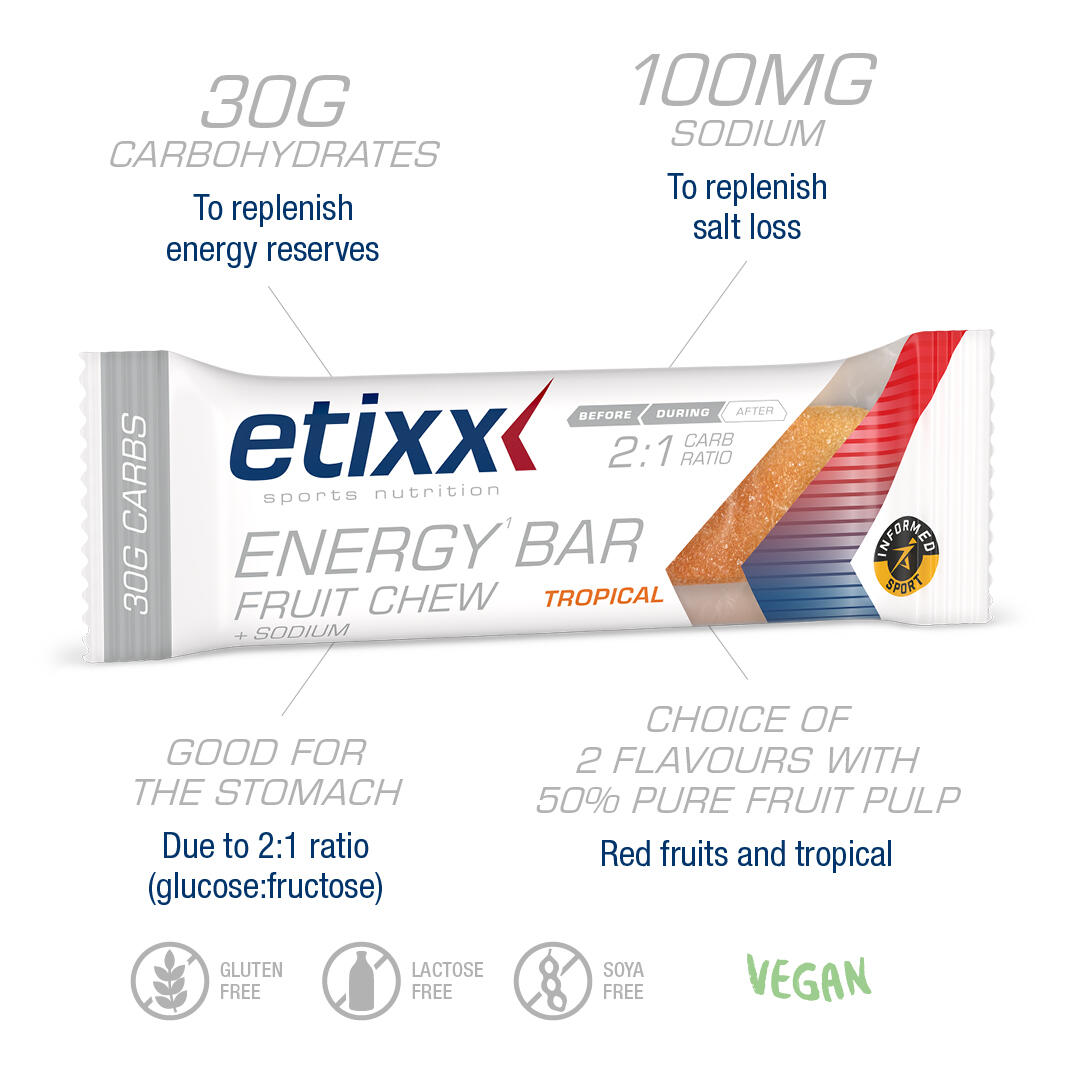 Energy Bar Fruit Chew Tropical 12x38g 3/5