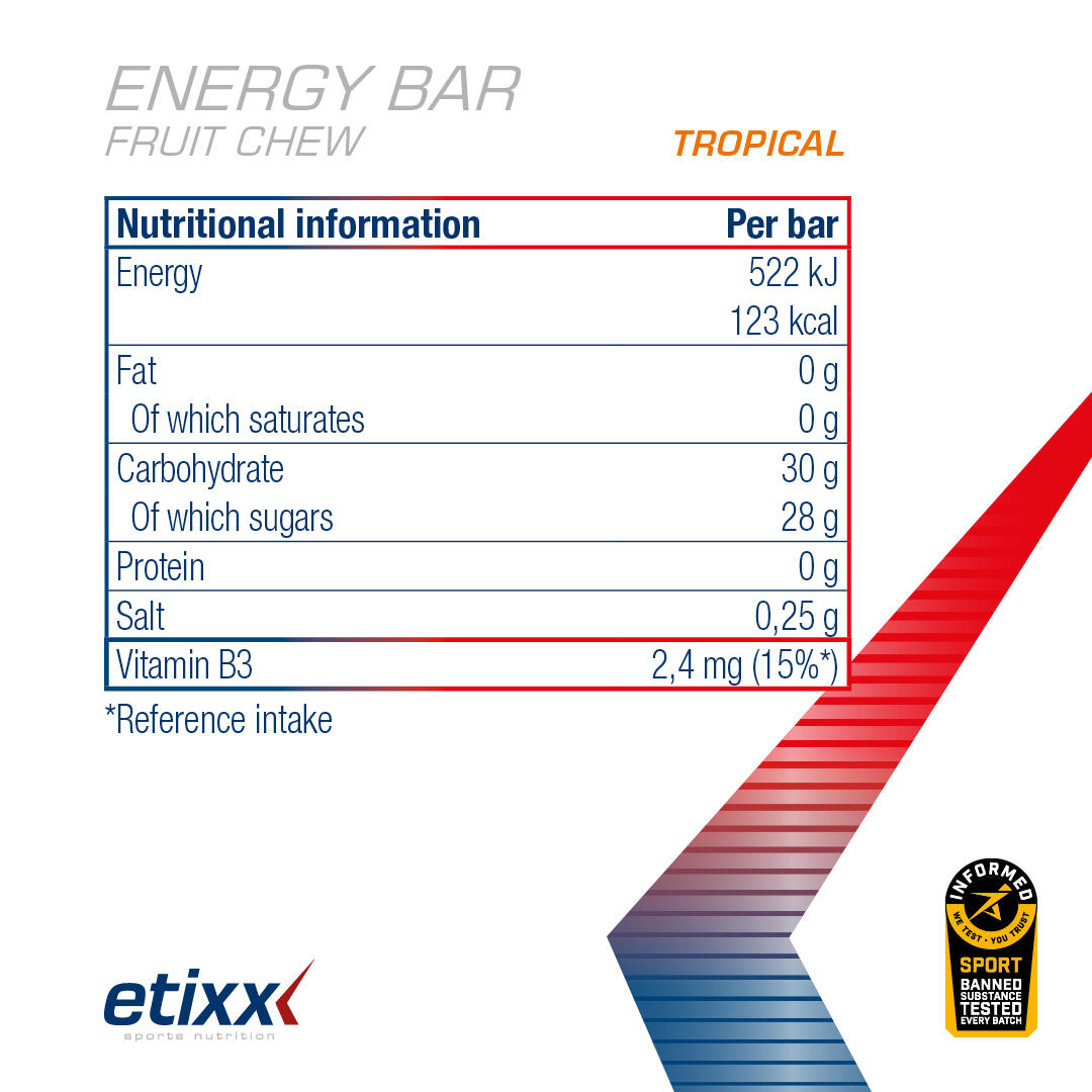 Energy Bar Fruit Chew Tropical 12x38g 5/5