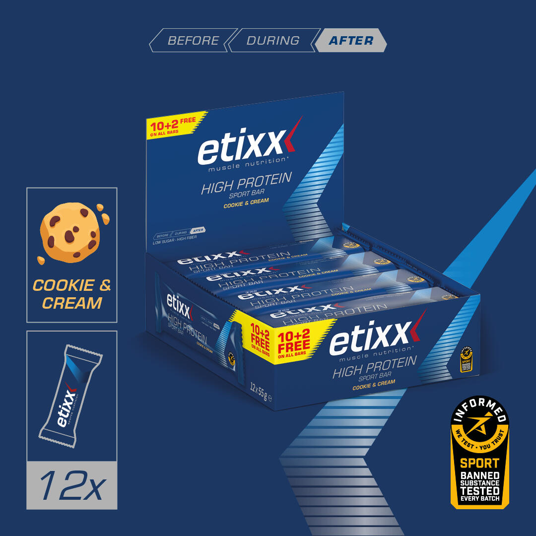Etixx High Protein Sport Bar Cookie & Cream 12x55g 3/6