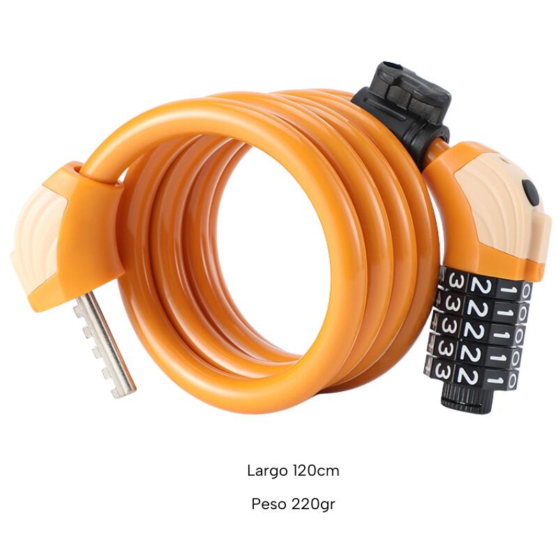 Cadenas à câble à combinaison, 120 cm, Orange 2/7