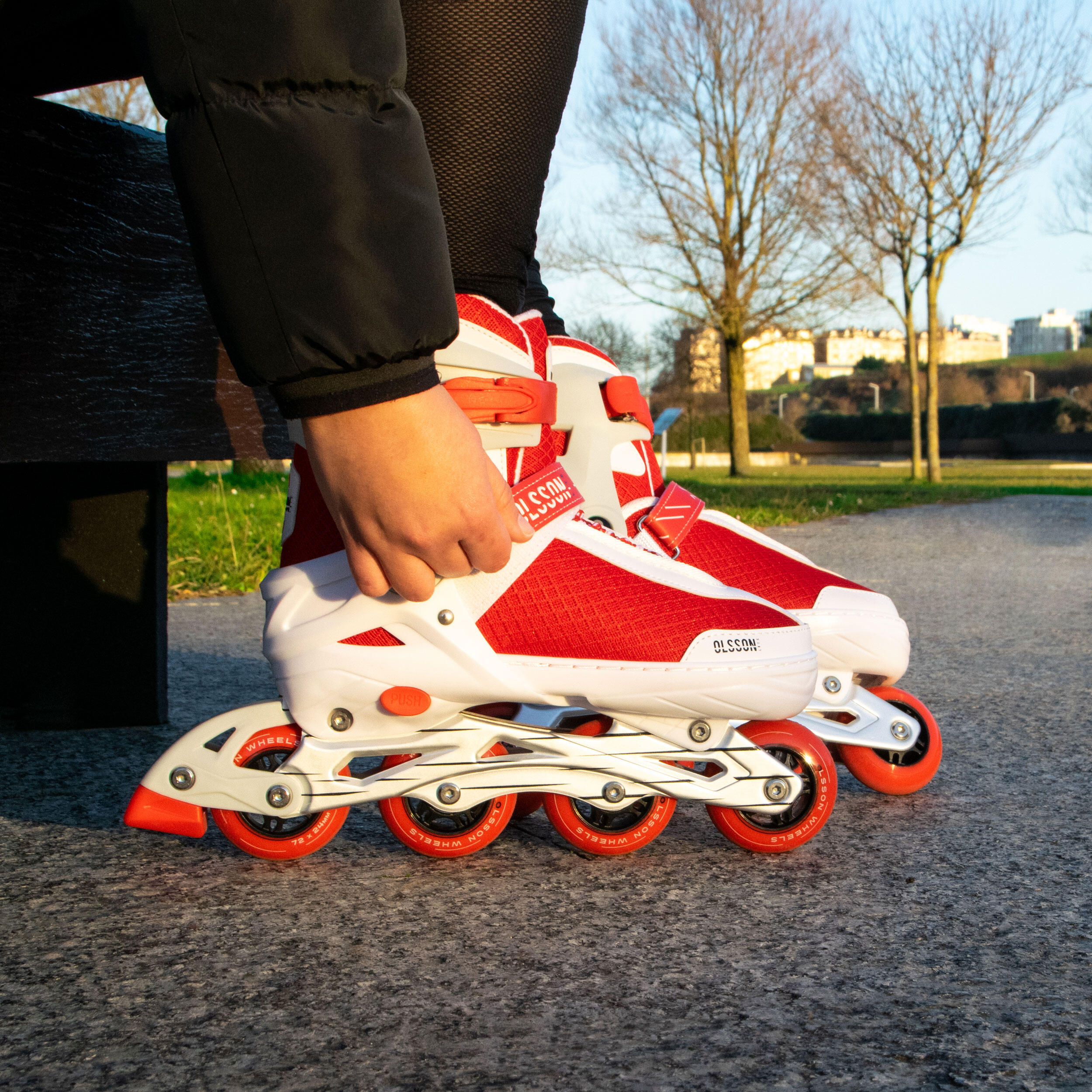 Patines Línea OLSSON HALLEY Rojo talla ajustable (32-35) ABEC7 chasis aluminio 7/7