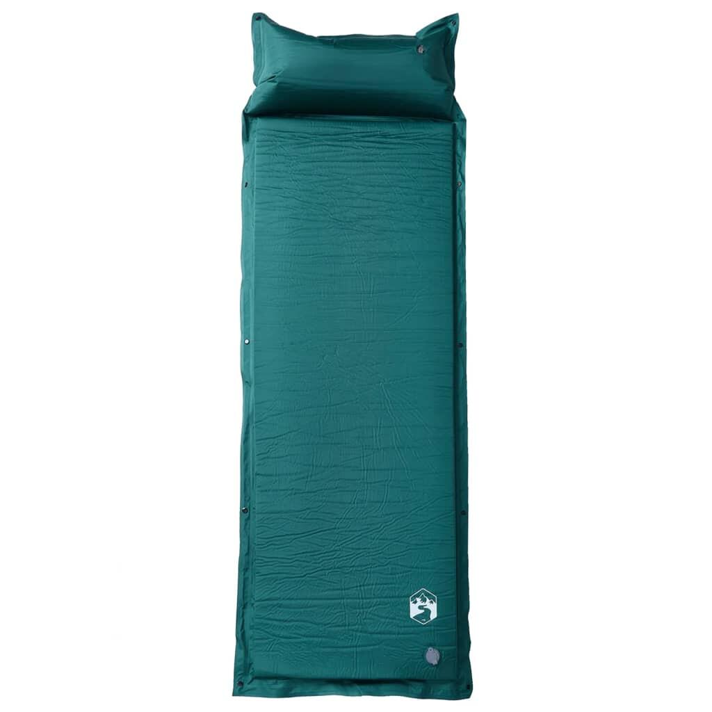 Matelas de Camping Auto-Gonflant Vidaxl avec Oreiller - 1 Personne Vert 2/4