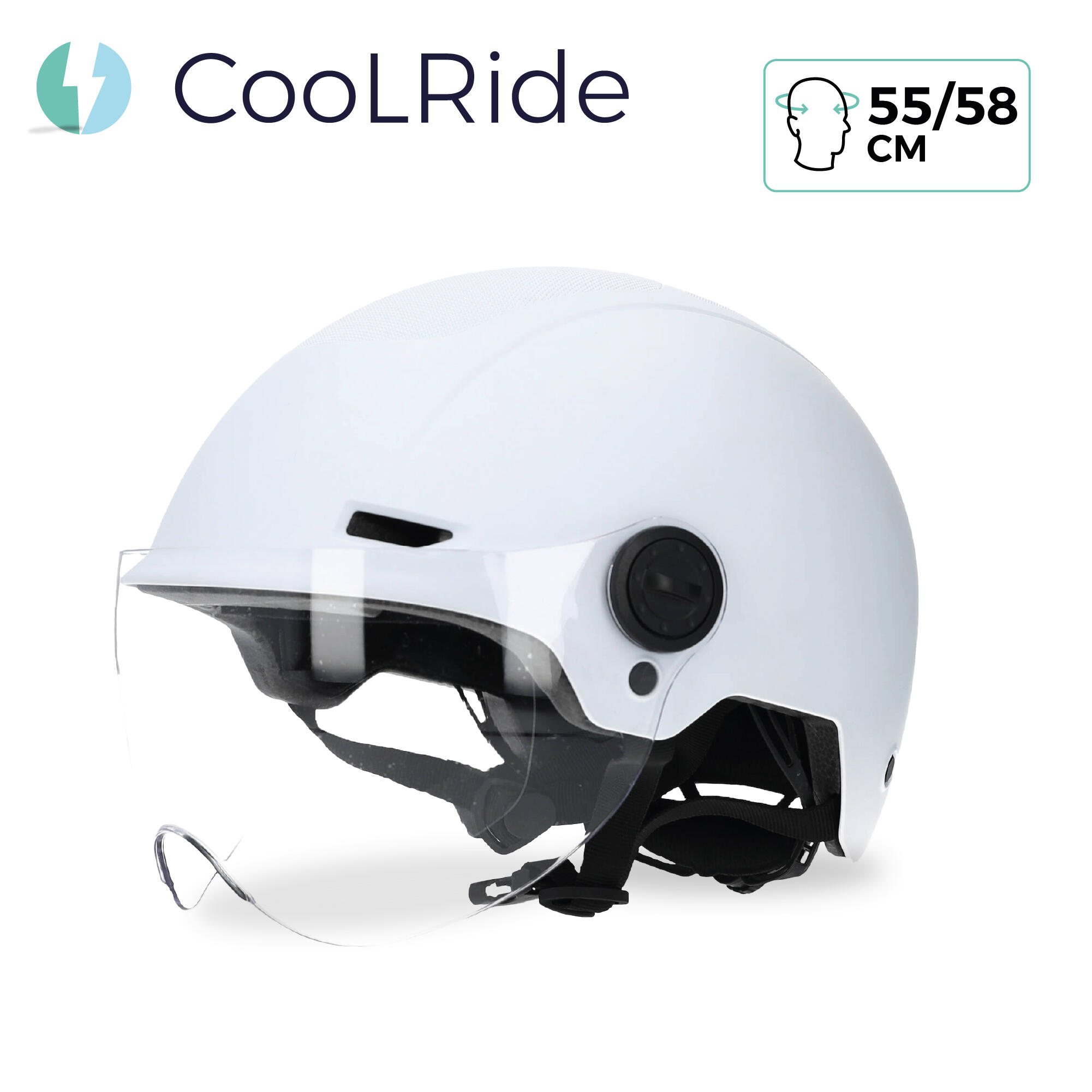 Casque Urbain Trendy Blanc avec Visière et Headlock 55-58cm 2/7
