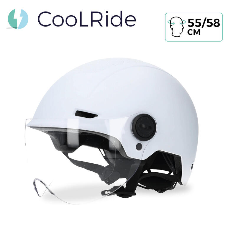 Casque Urbain Trendy Blanc avec Visière et Headlock 55-58cm
