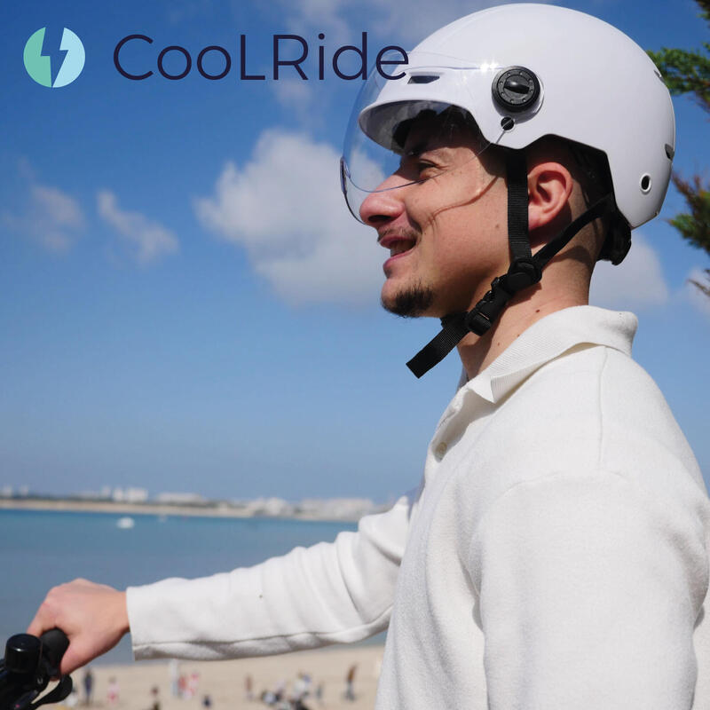 Casque Urbain Trendy Blanc avec Visière et Headlock 55-58cm