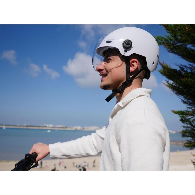 Casque Urbain Trendy Blanc avec Visière et Headlock 55-58cm