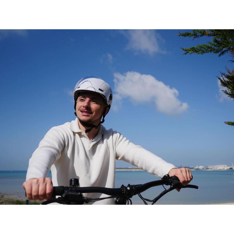 Casque Urbain Trendy Blanc avec Visière et Headlock 55-58cm