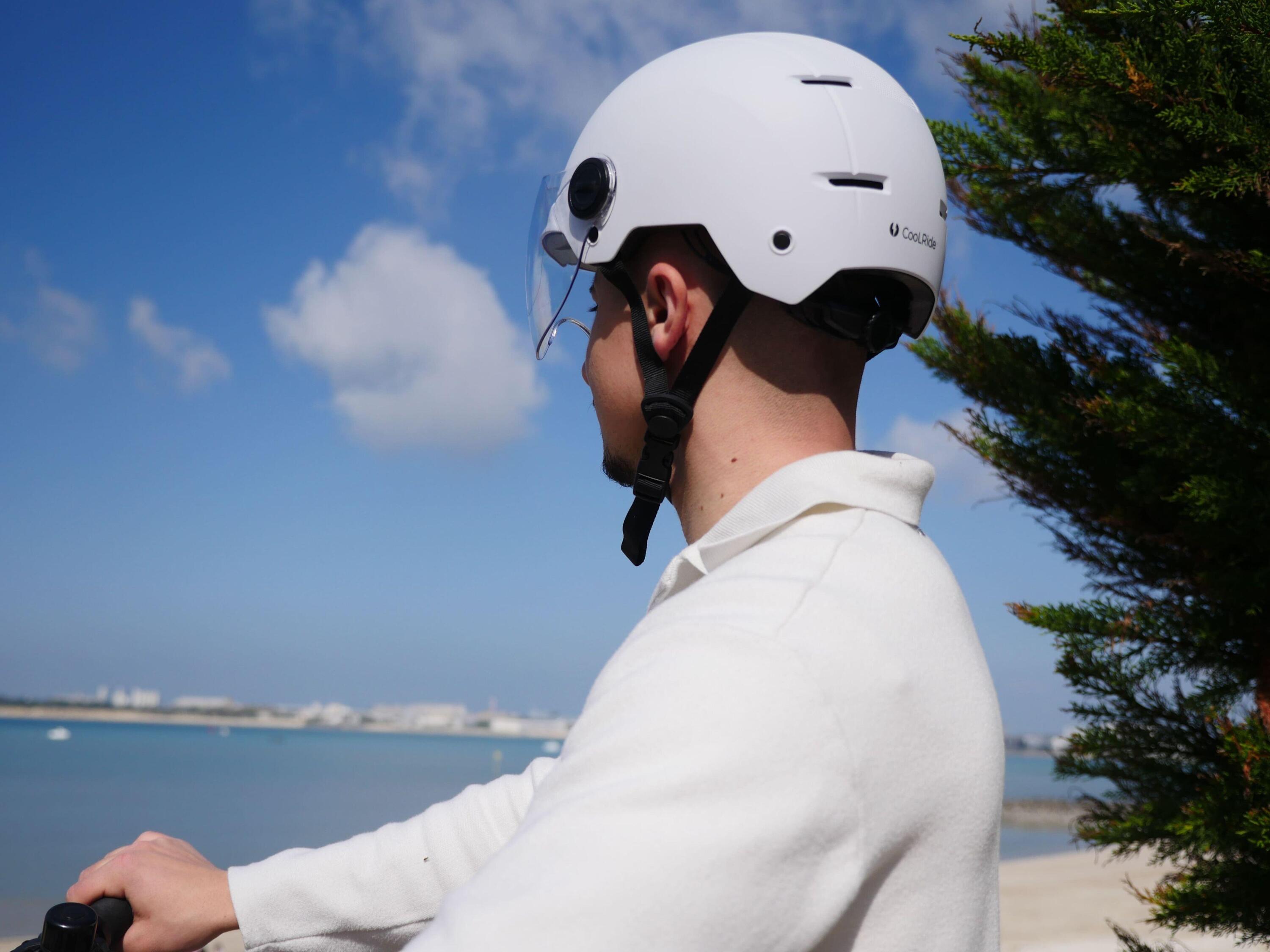 Casque Urbain Trendy Blanc avec Visière et Headlock 55-58cm 5/7