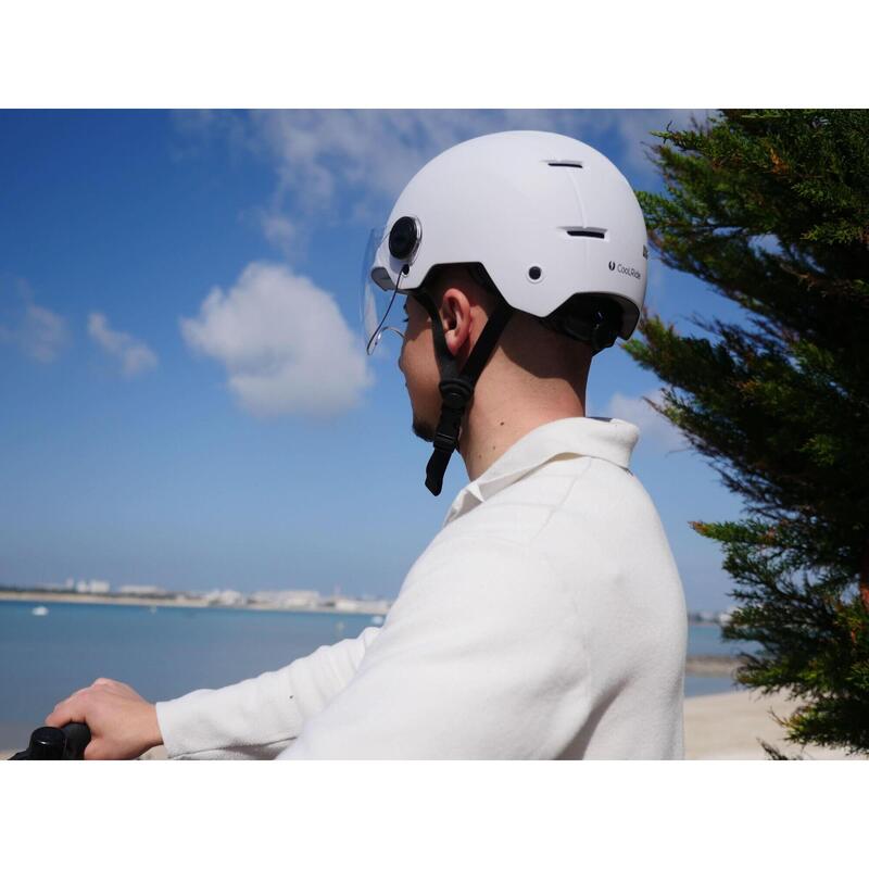 Casque Urbain Trendy Blanc avec Visière et Headlock 55-58cm