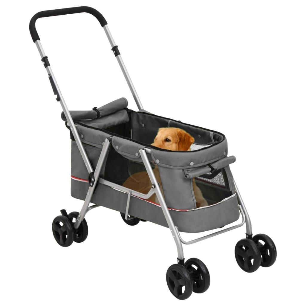 Carro Plegable para Perros - 100x49x96 cm - Gris 2/4