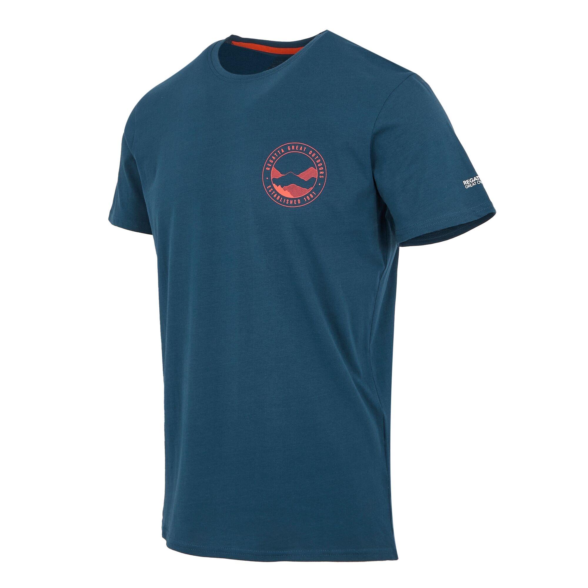 "Breezed V" TShirt Rückseitiger Aufdruck für Herren Dunkel-Jeansblau 3/5