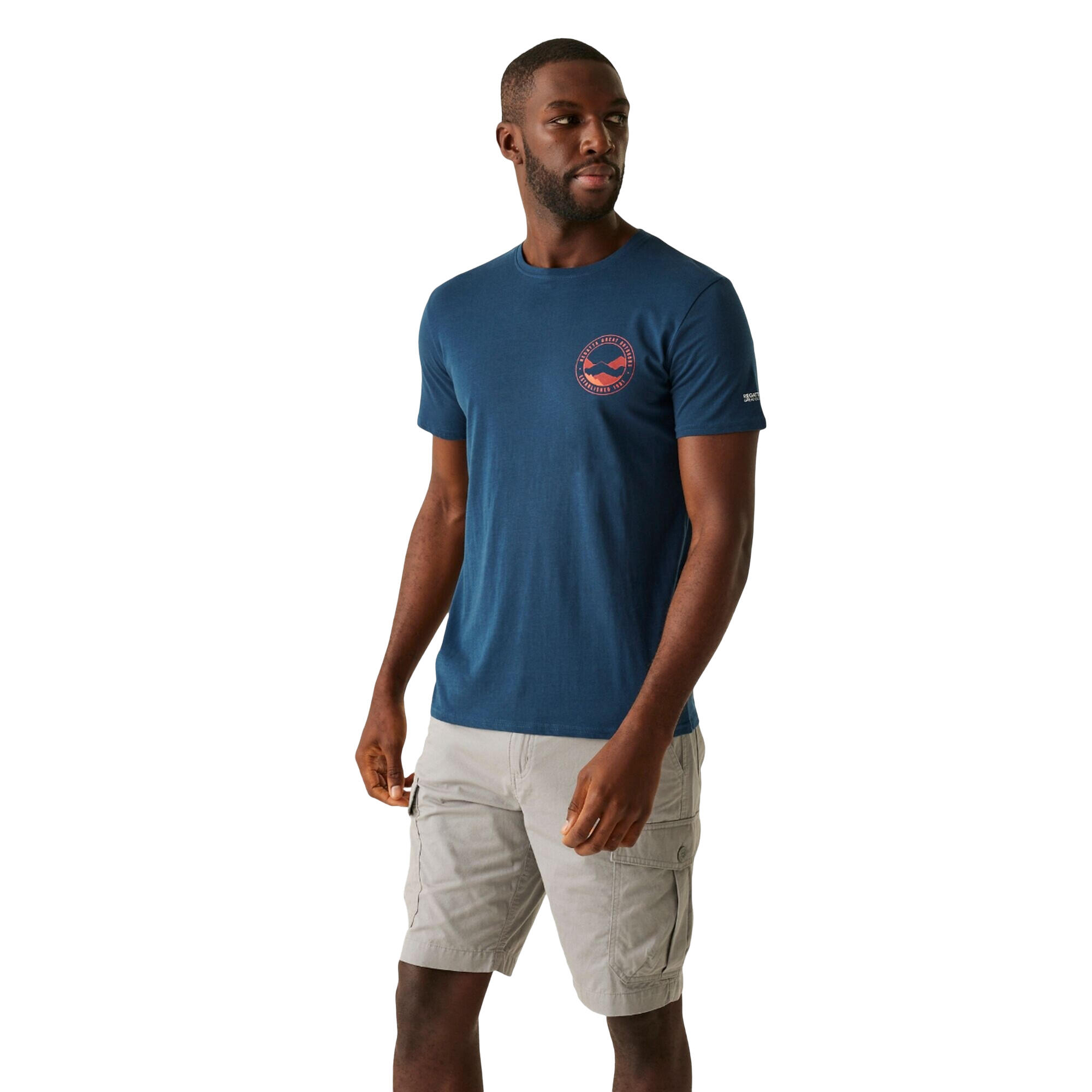 "Breezed V" TShirt Rückseitiger Aufdruck für Herren Dunkel-Jeansblau 4/5