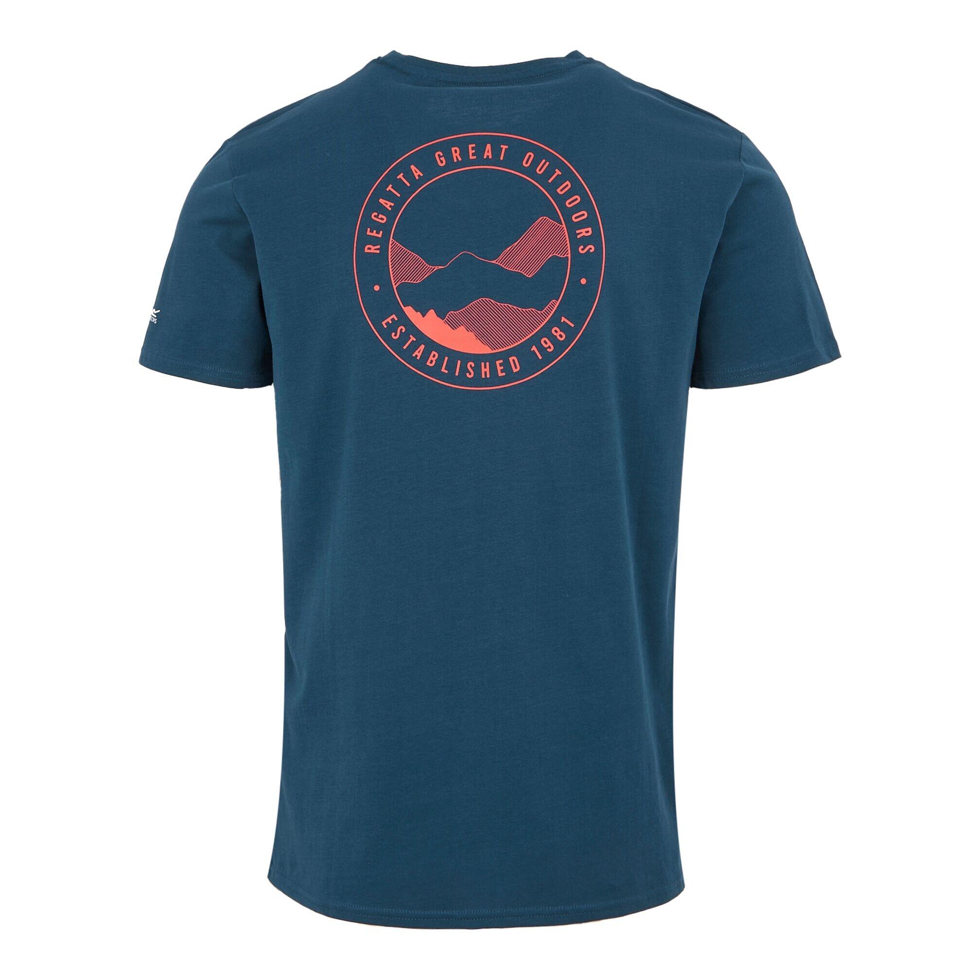 "Breezed V" TShirt Rückseitiger Aufdruck für Herren Dunkel-Jeansblau 2/5