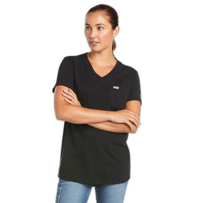 Katoenen dames-t-shirt met v-hals ariat rebar