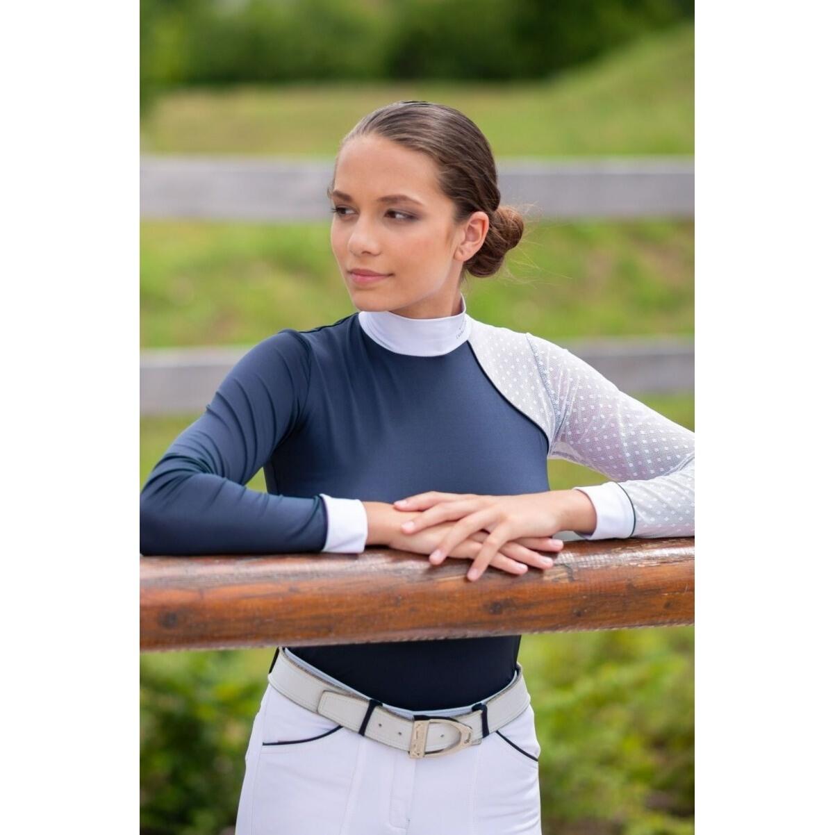 Reitturnier-Polo Langarm Damen Cavalliera Modern 2/4