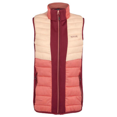 Dames leedre bodywarmer (rumba rood/mineraal rood)
