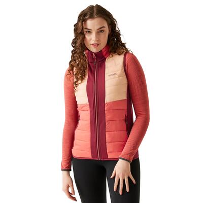 Dames leedre bodywarmer (rumba rood/mineraal rood)