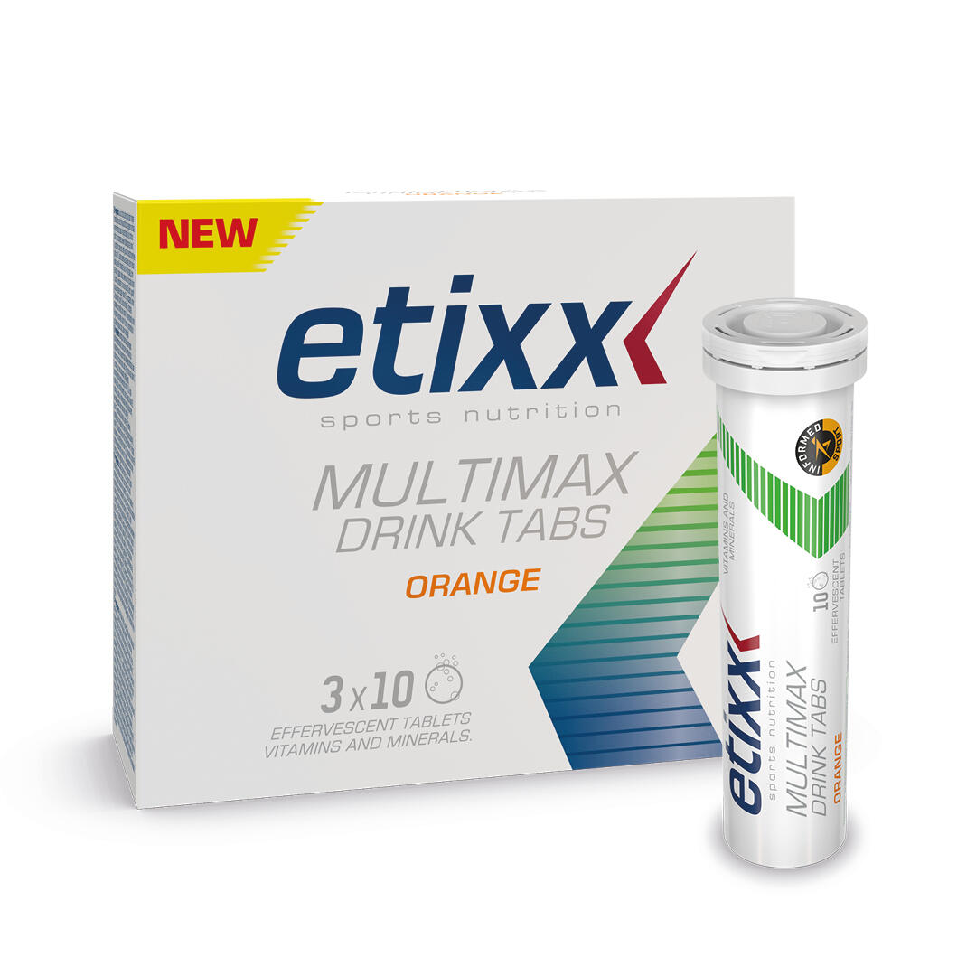 Etixx - Multimax Drink Tabs Orange 3x10 Comprimés Effervescents - Vitamines - 175 G - Decathlon