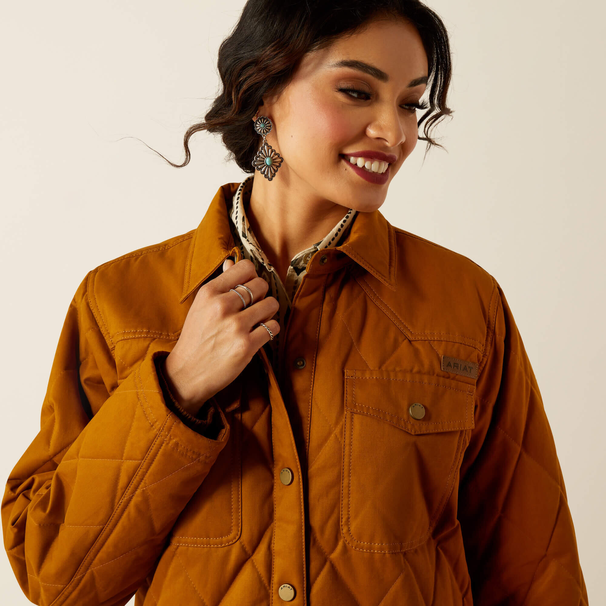 Waterdichte rijjas voor vrouwen Ariat Grizzly Quilted Barn 3/4