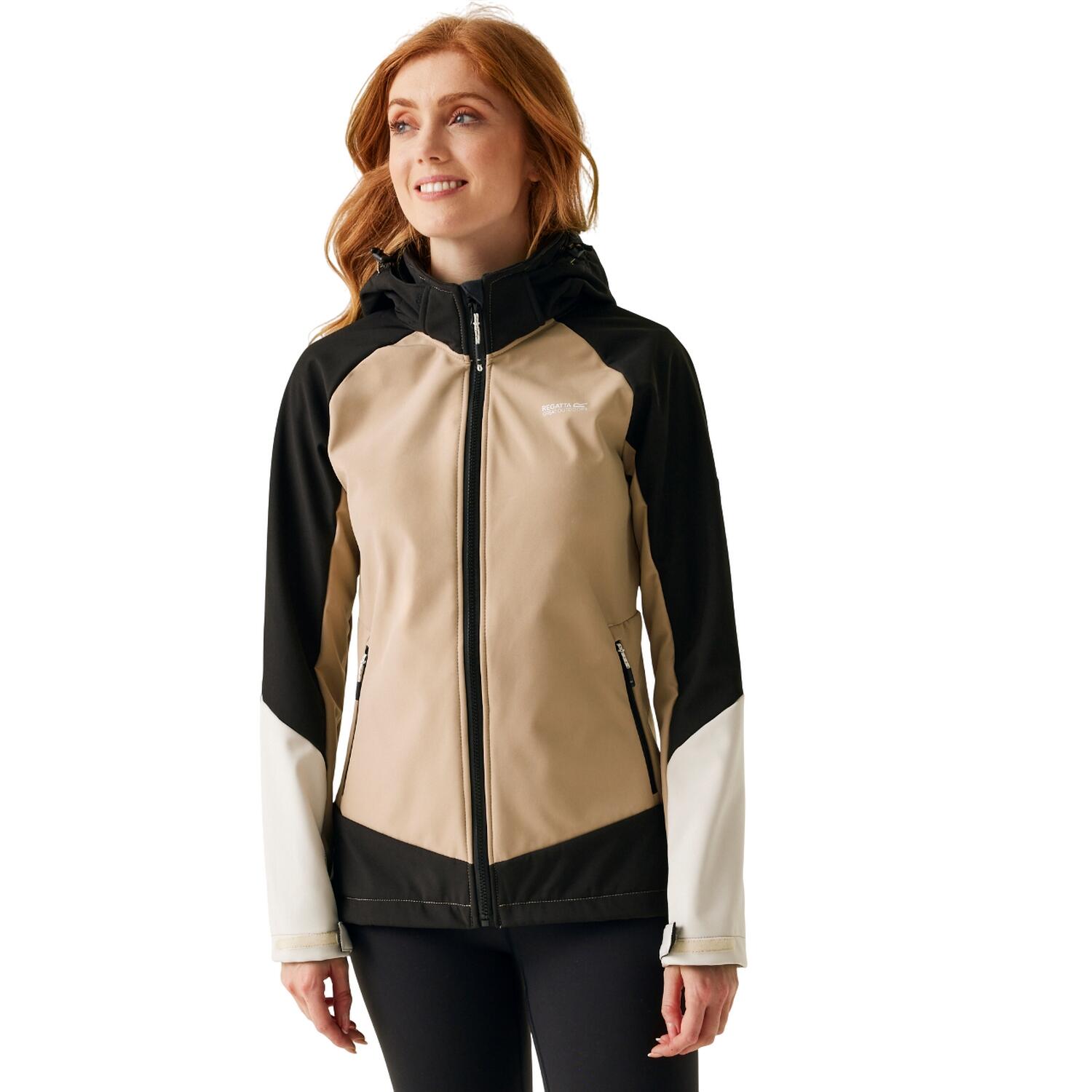 Dames Desoto X Soft Shell Jas (Zwart/Warme taupe) 4/5