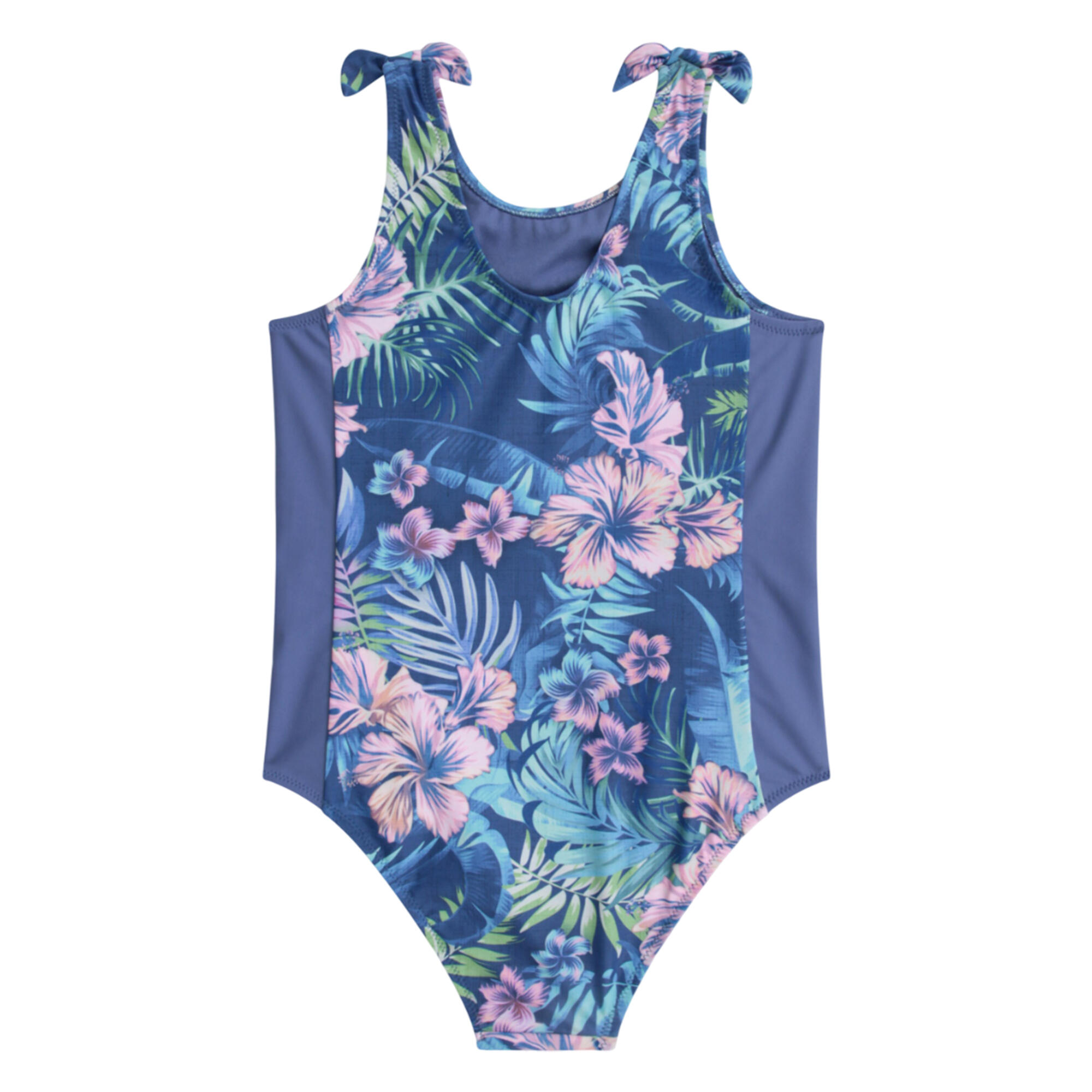 Girls Tropical Floral One Piece Swimsuit (Purple) 2/2