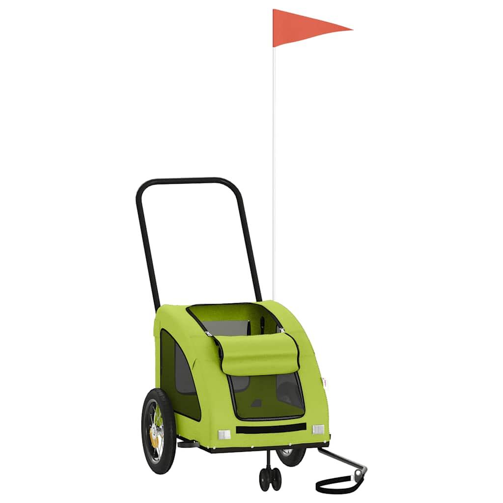Remorque à vélo pour chiens en tissu Oxford et fer vert 3/4