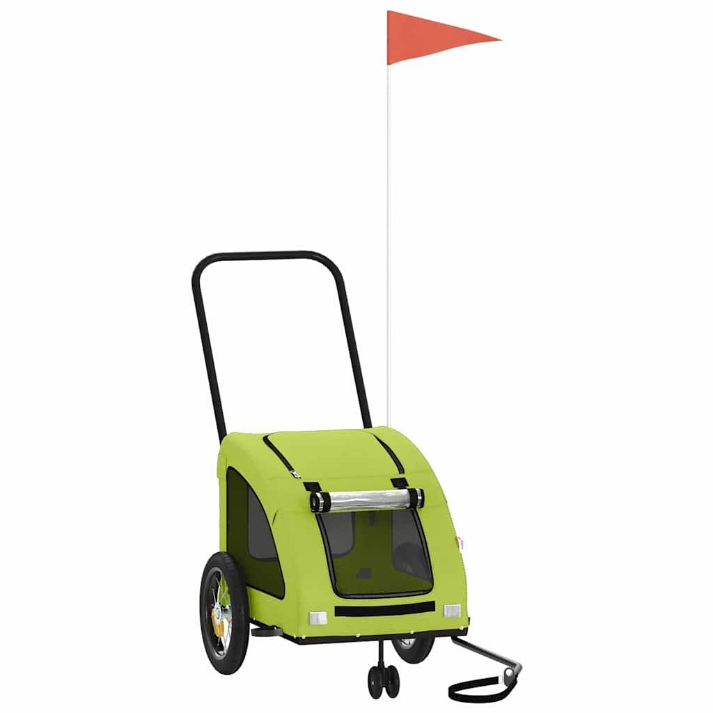 Remorque à vélo pour chiens en tissu Oxford et fer vert 2/4