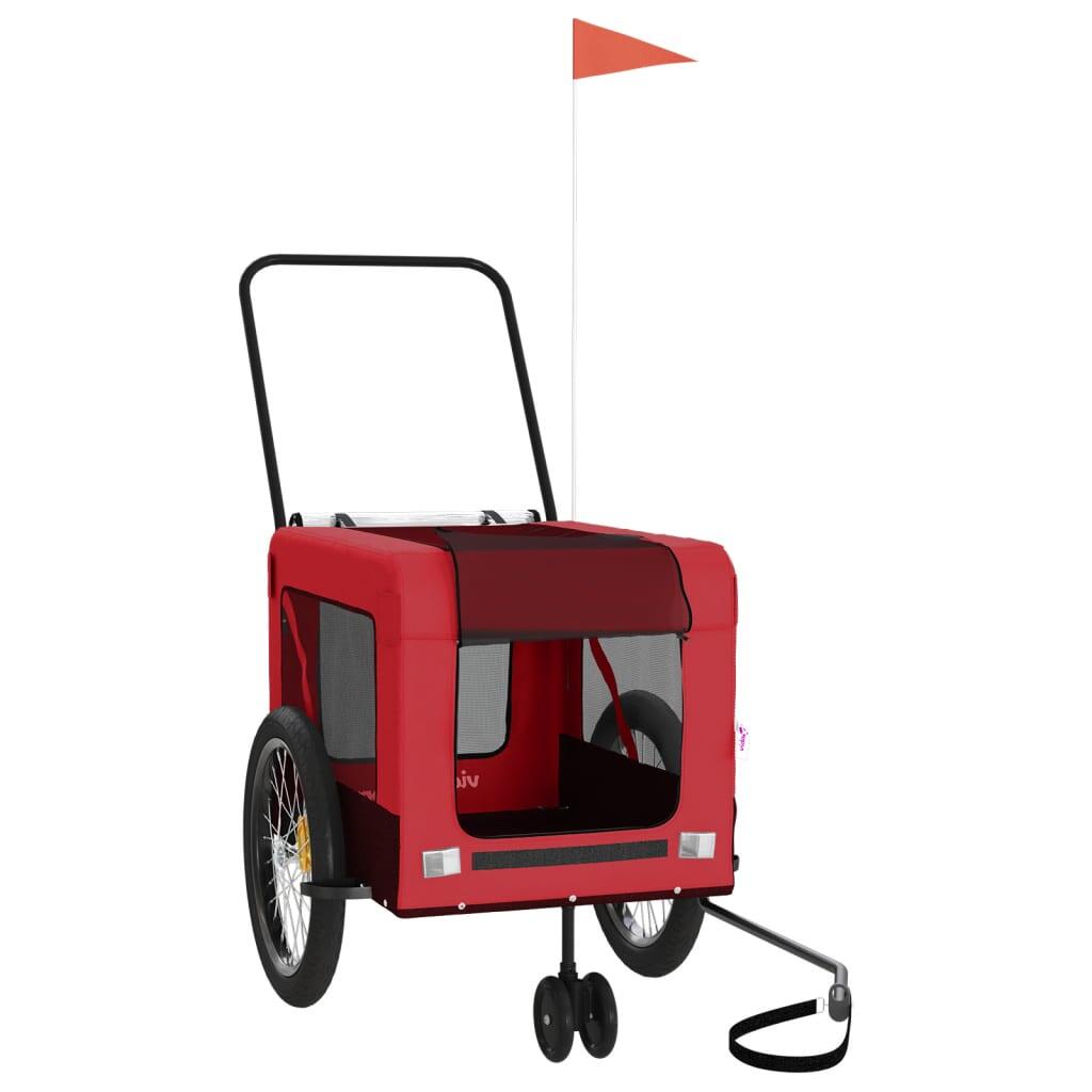Remorque à Vélo pour Chiens VidaXL en Tissu Oxford et Fer Rouge/Noir 2/4