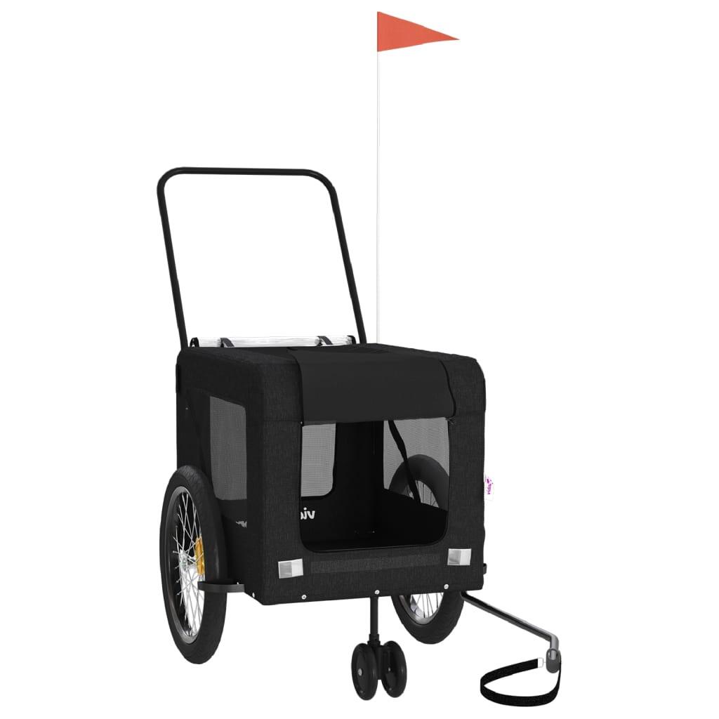 VidaXL Remorque à Vélo pour Chien Oxford Tissu et Fer Noir 2/4