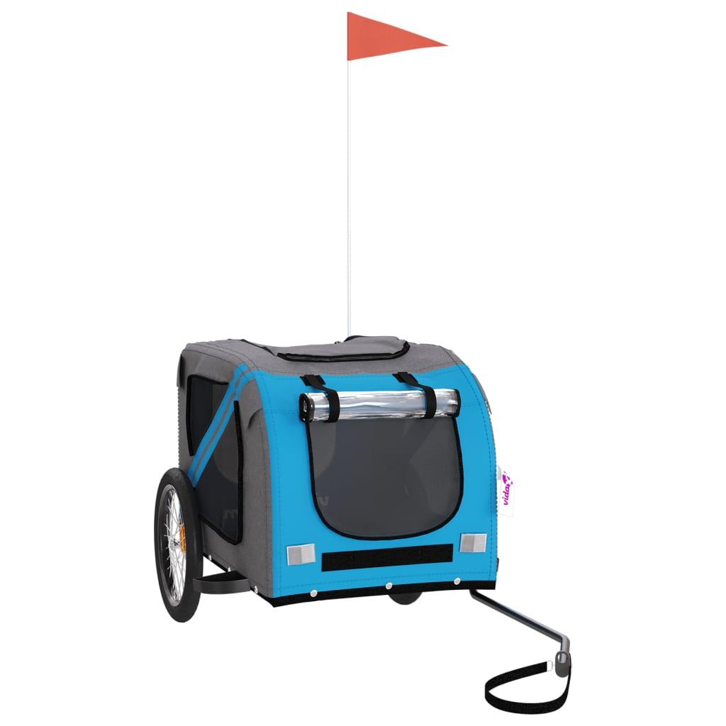 Remorque à Vélo pour Chiens VidaXL en Tissu Oxford Bleu et Gris 2/4