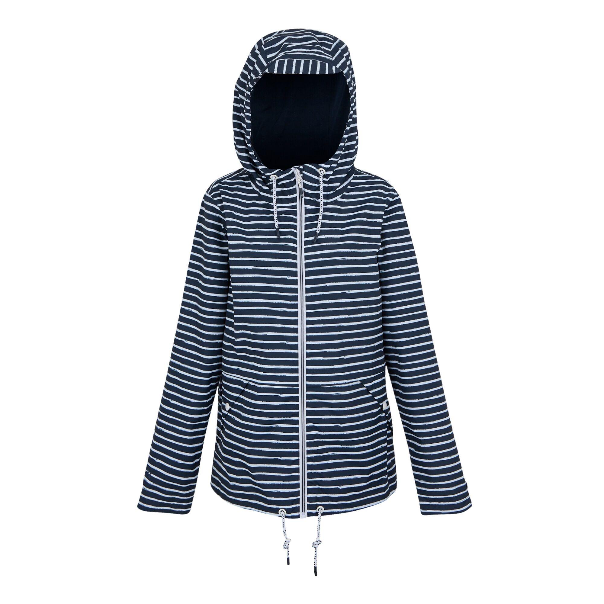 REGATTA Dames Bayletta II Painterly Stripe Waterdichte Jas (Marine, Wit)