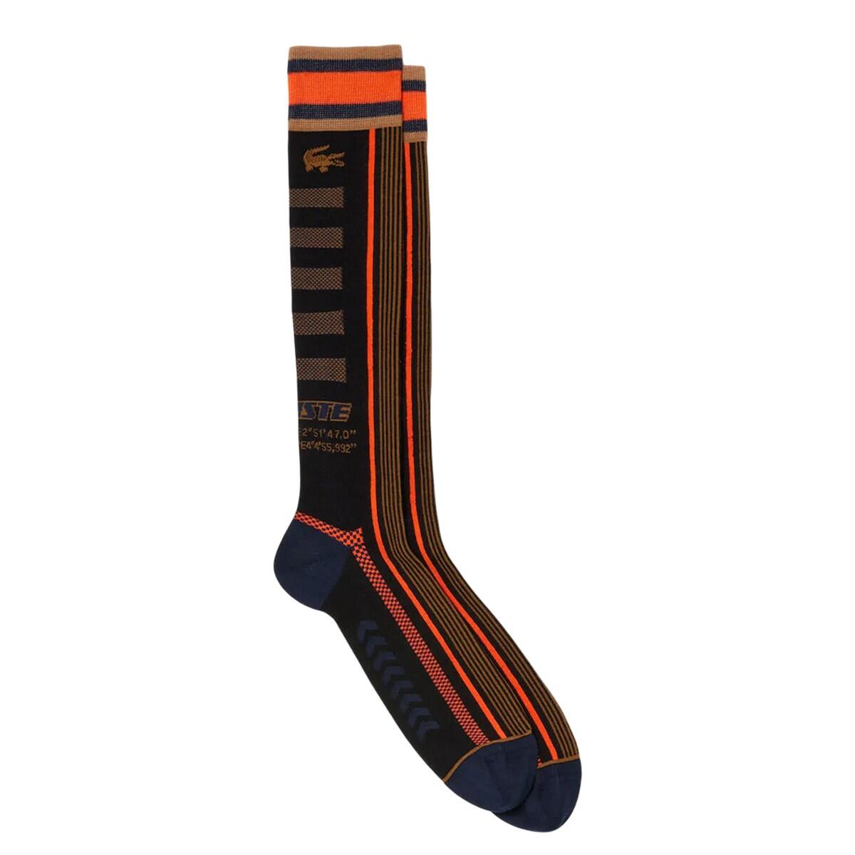 LACOSTE Unisex Adult French Made Socks (Black/Orange)